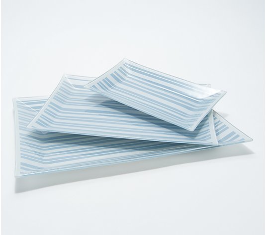 Temp-tations Stripe Set of 3 Glass Platters