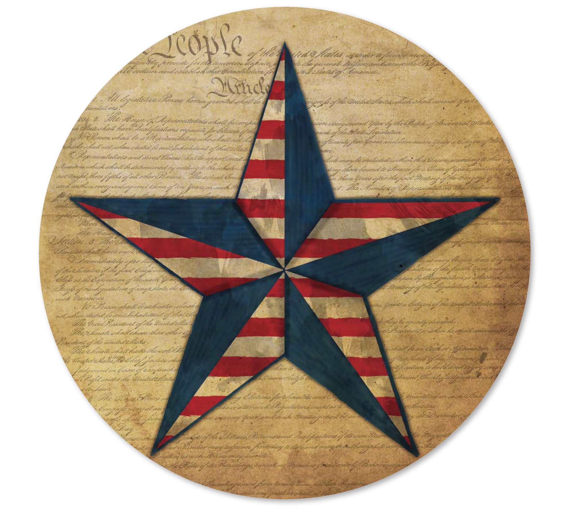 Courtside Market Flag Star I 12" x 12" CircularWood Decor