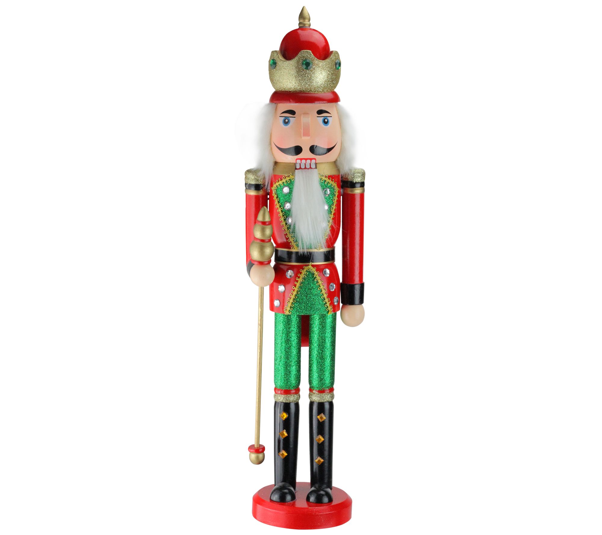 Northlight 24" Red & Green Wooden Nutcracker King with Scepter