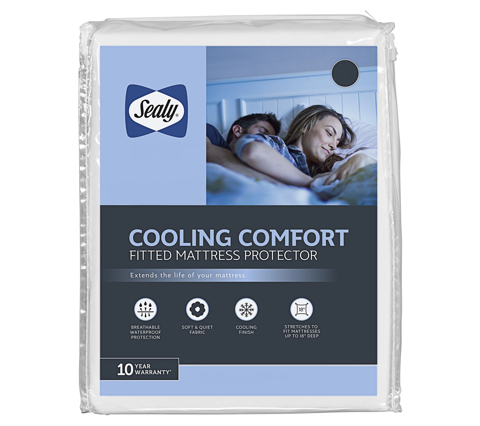 Sealy Cool Comfort Fitted Mattress Protector, Twin - White