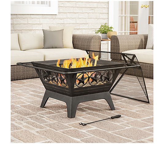 Nature Spring 32in Outdoor Star Fire Pit, Square