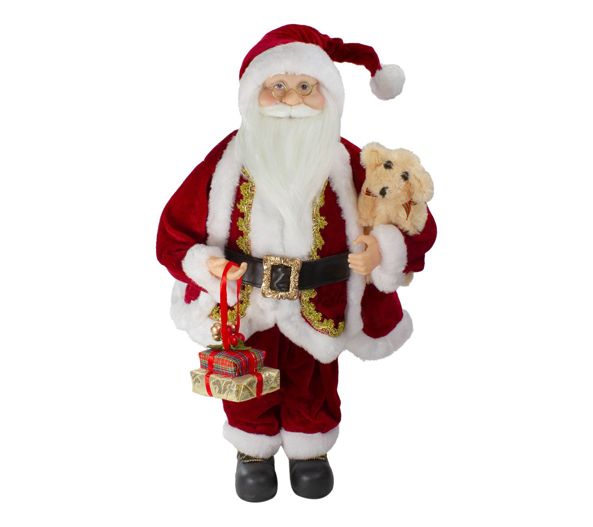 Northlight 18" Santa Figure with a Plush Brown Bear