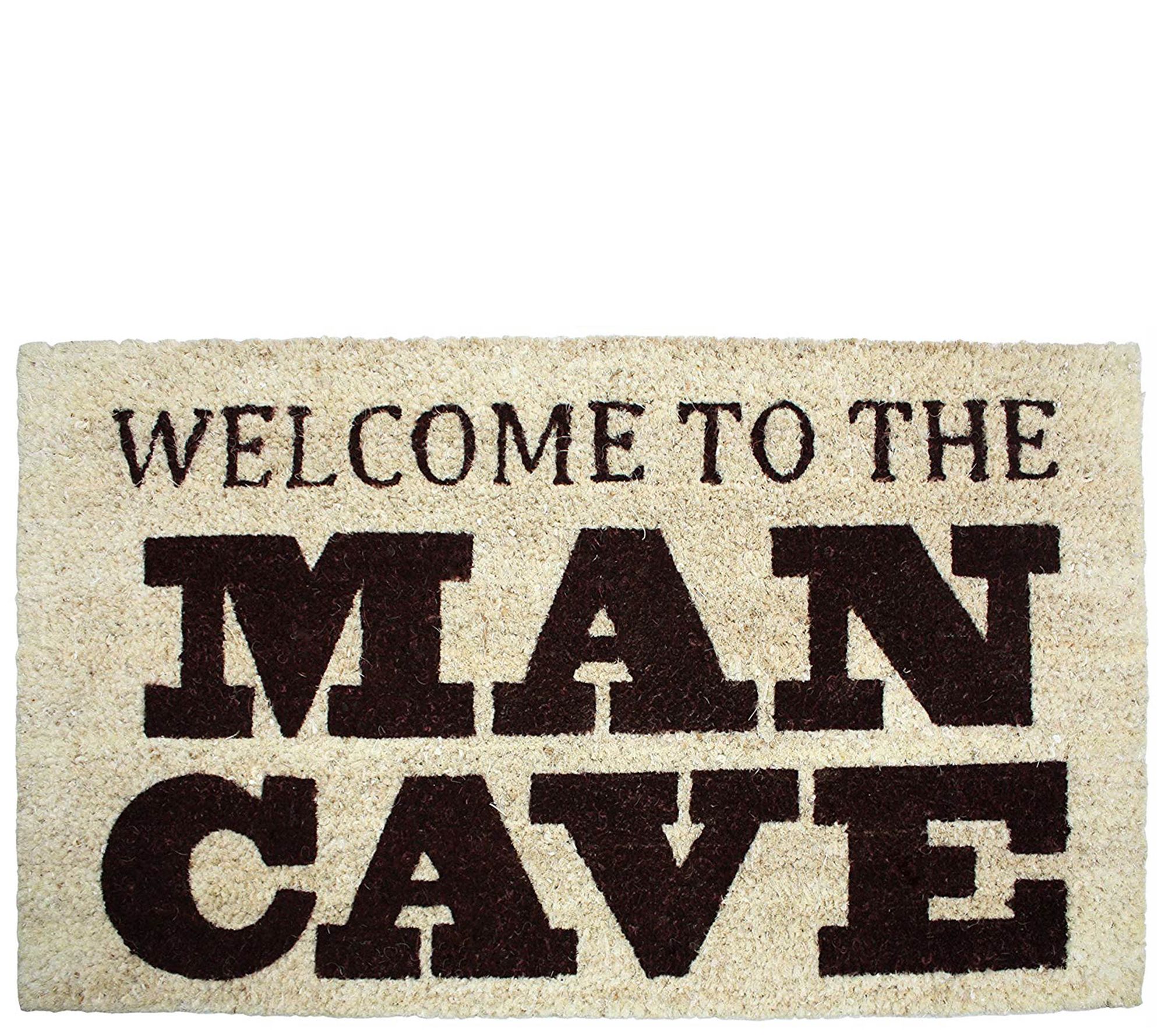 Welcome To Man Cave Natural Coir Doormat With Nonslip Back