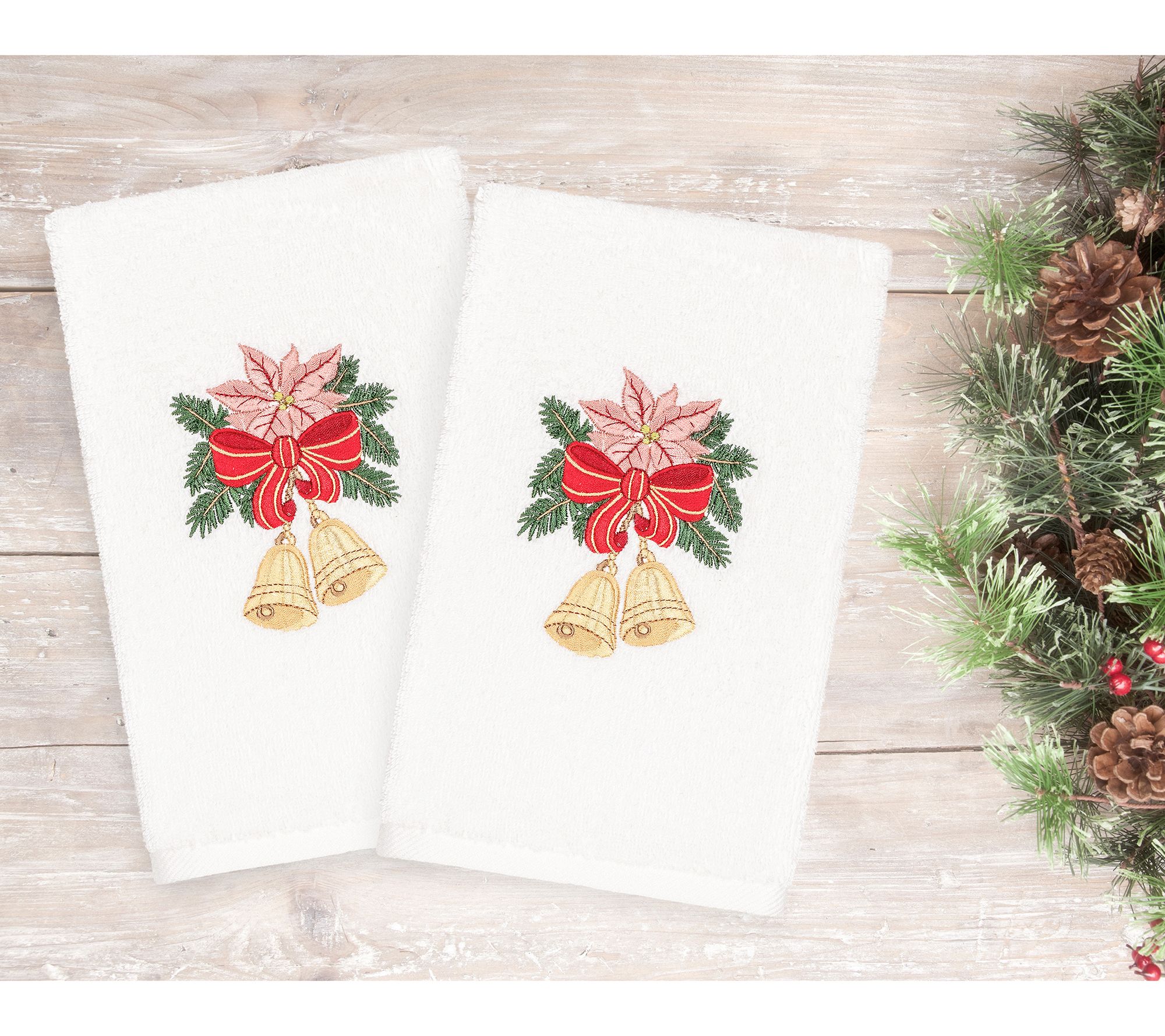 Linum Home Textiles Christmas Bells 2Piece Hand Towels