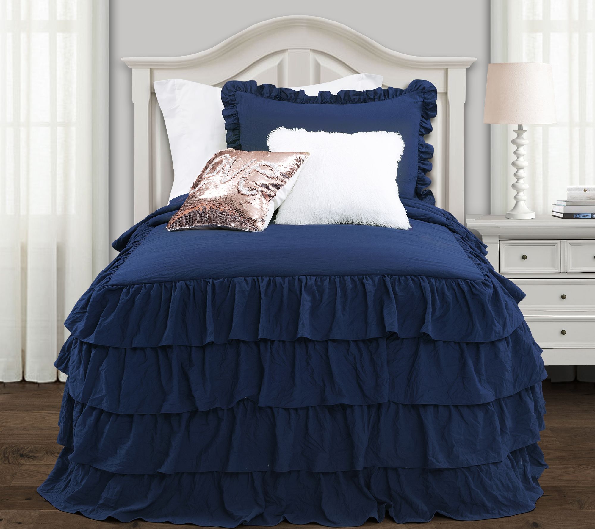 Allison Ruffle Skirt 2-Piece Twin XL Bedspread by Lush Decor