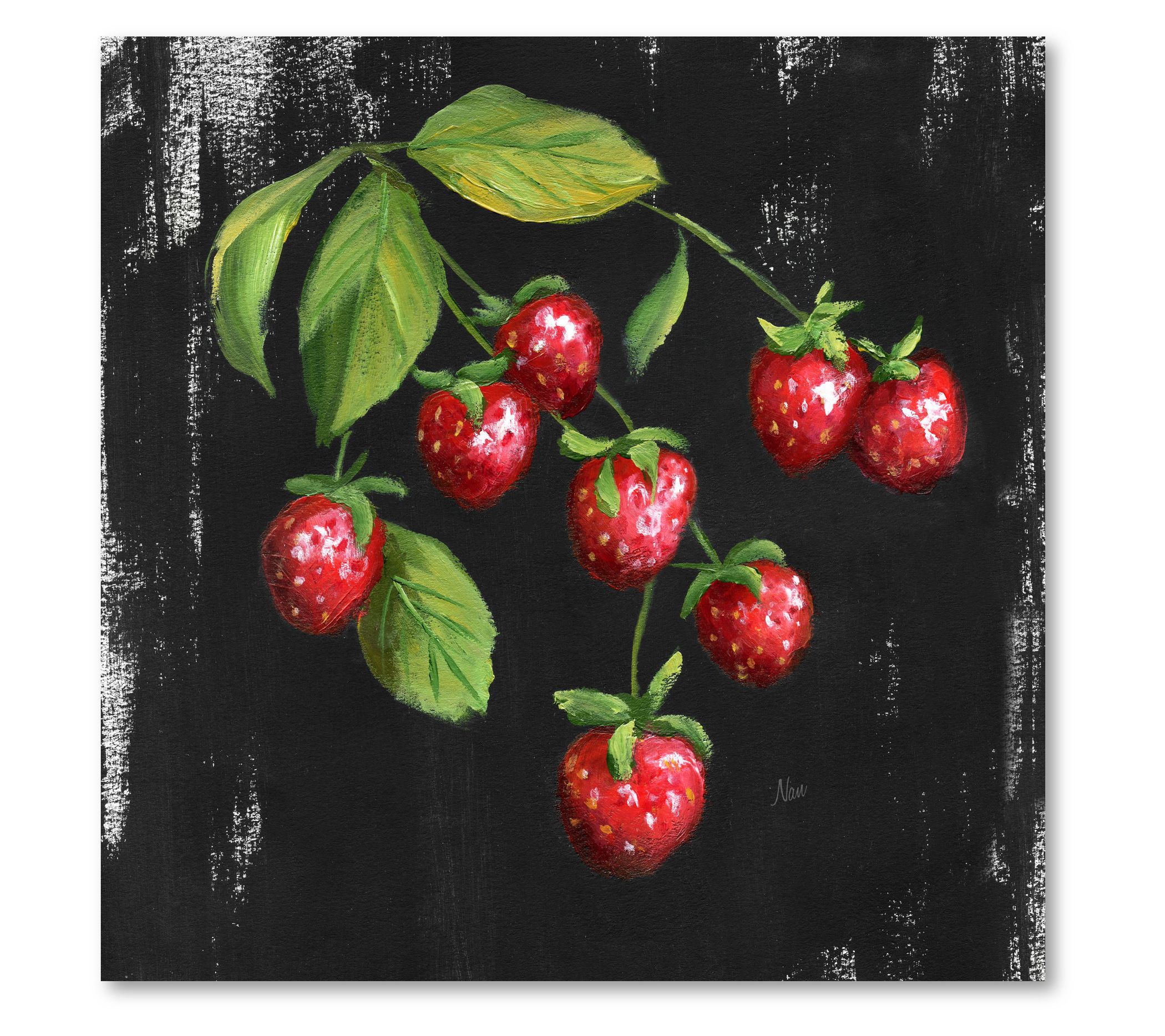 Courtside Market Chalkboard Strawberries 16x16Canvas Wall Art