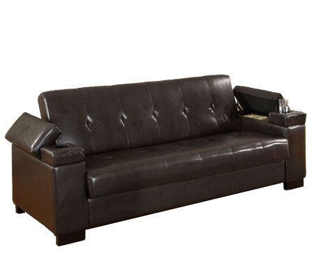 Logan Faux Leather Futon Sofa Bed Qvc Com, Leather Futon Couch With Storage