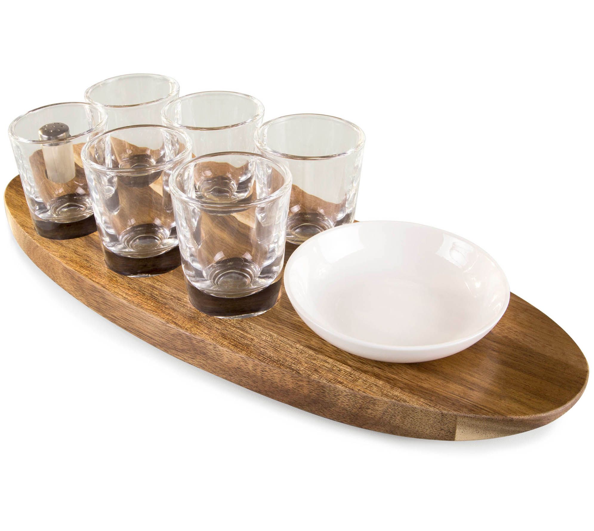 Acopa Write-On Flight Tray with 6 oz. Glass Carafes