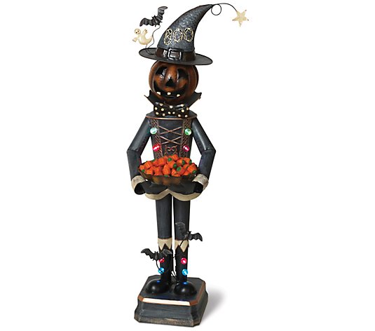 3' Tall Battery Lighted Metal Mr. Pumpkin by Gerson Co.
