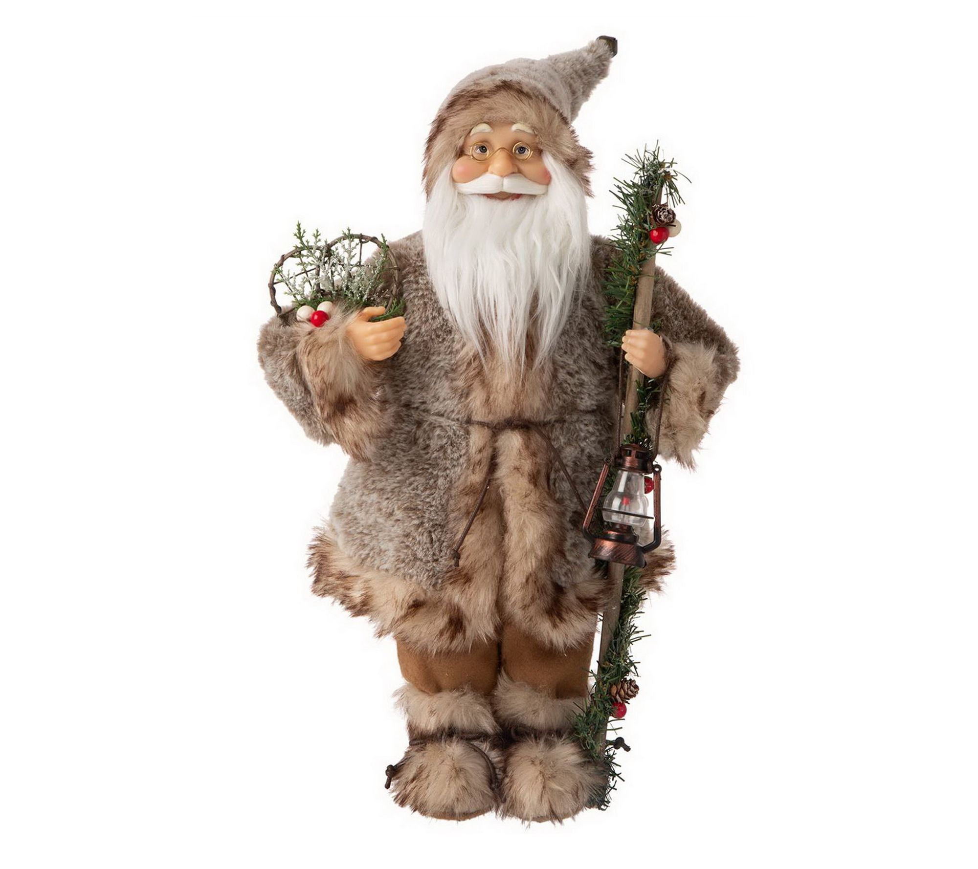 Glitzhome North Pole Christmas Santa Claus WithWalking Stick