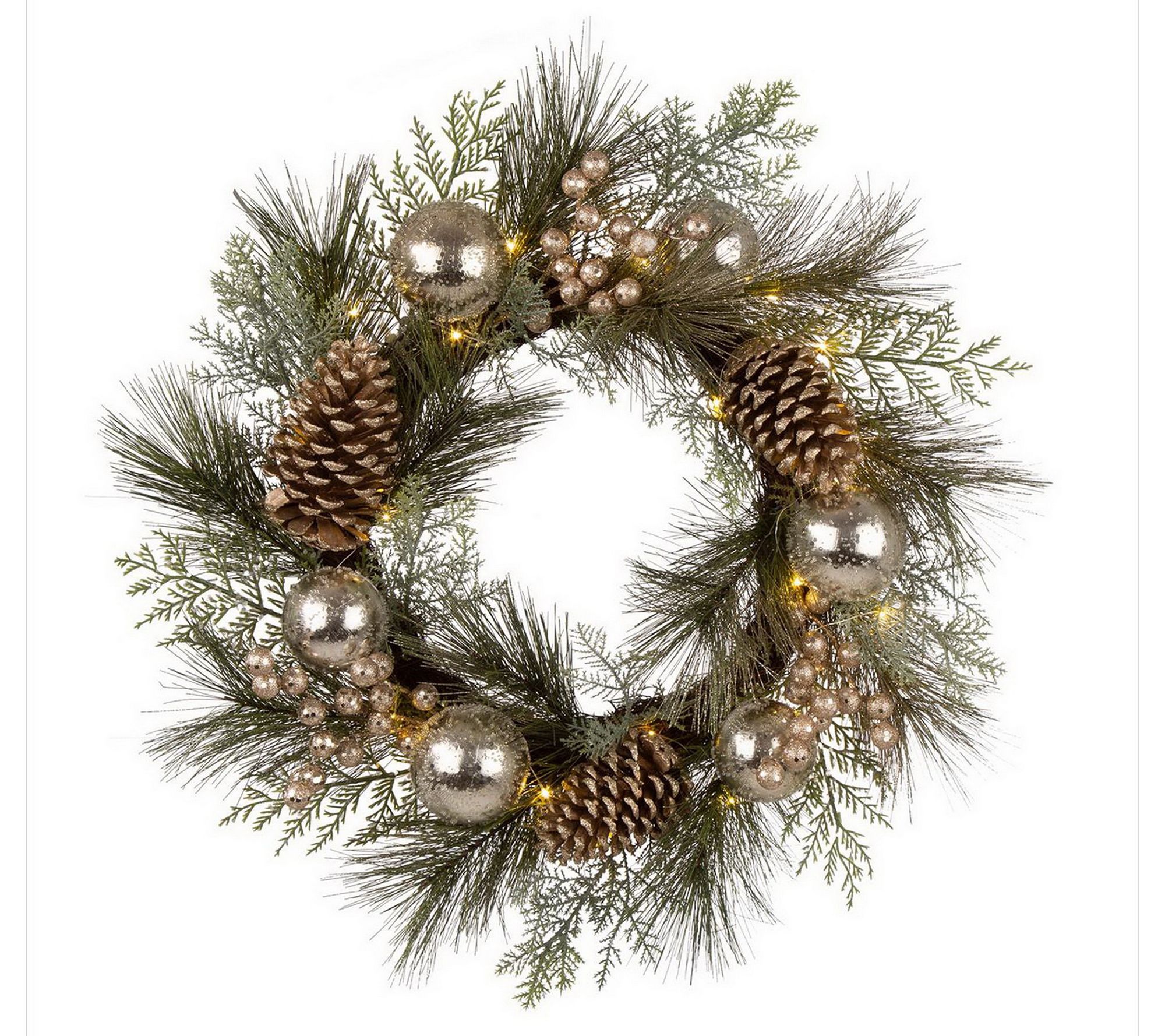 Glitzhome LED Pre-Lit Holly and Berries Christmas Wreath - QVC.com