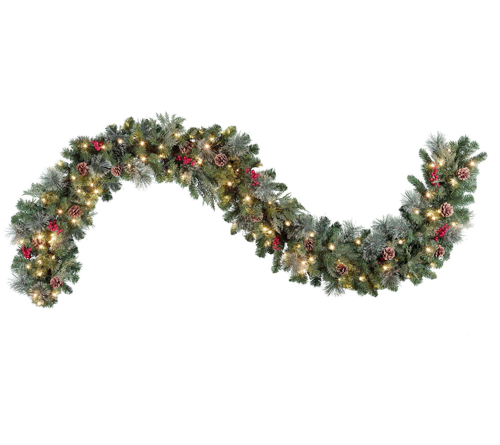 Haute Decor Cla ssic 9' Pre-Lit Berry & Pinecone Swag