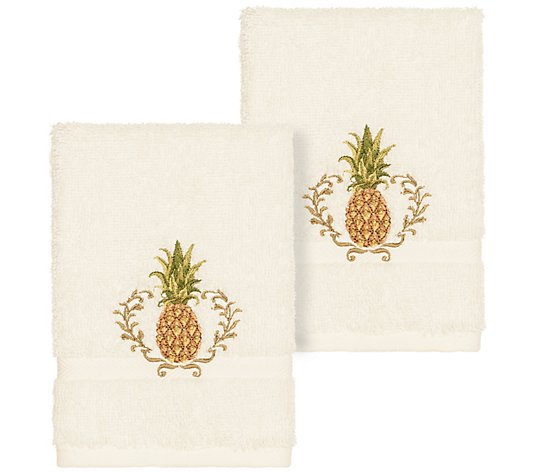 Linum Home Textiles Welcome 2PC Embellished Washcloth Set