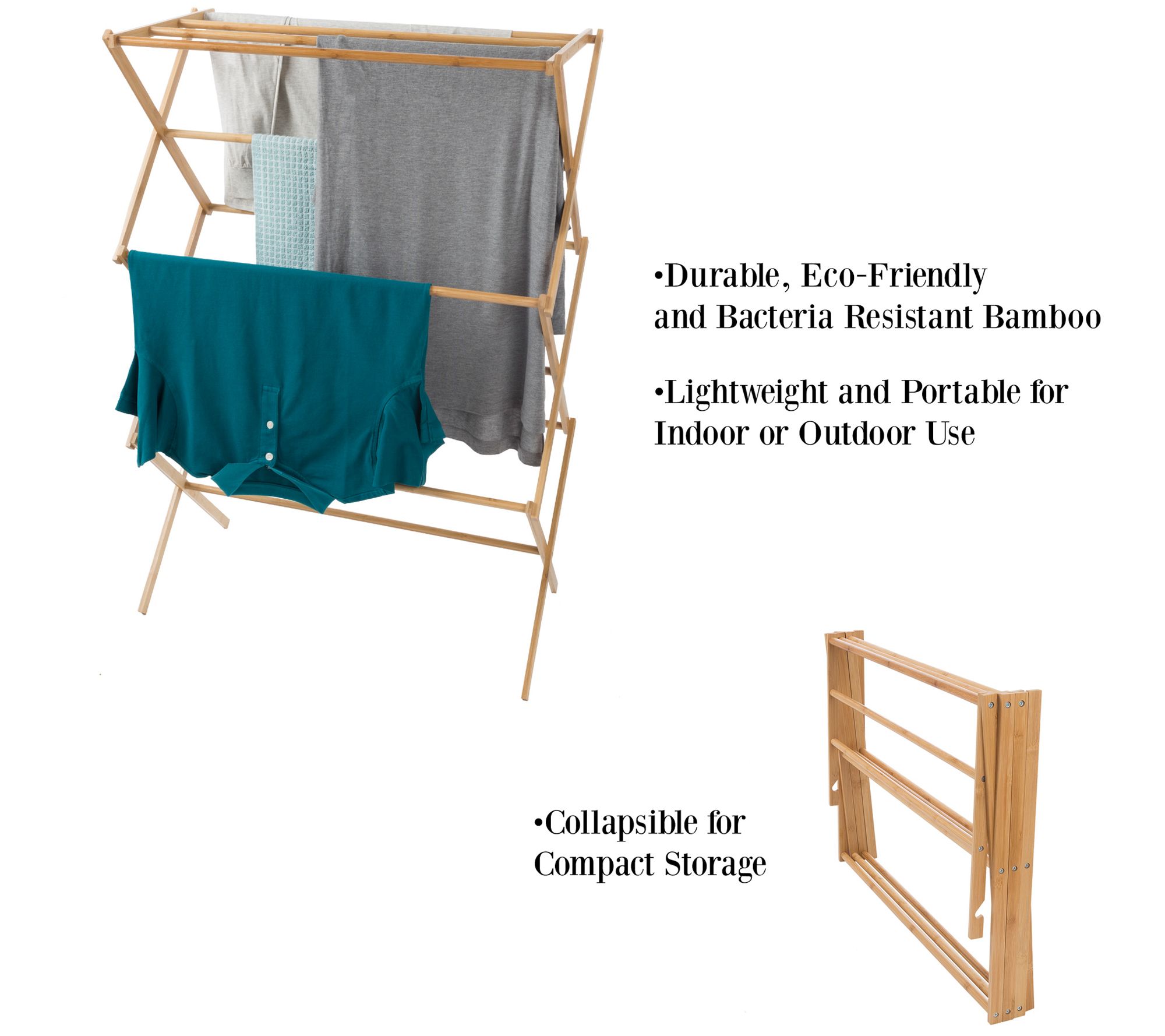 Hastings Home Bamboo Wooden Clothes Drying Rack