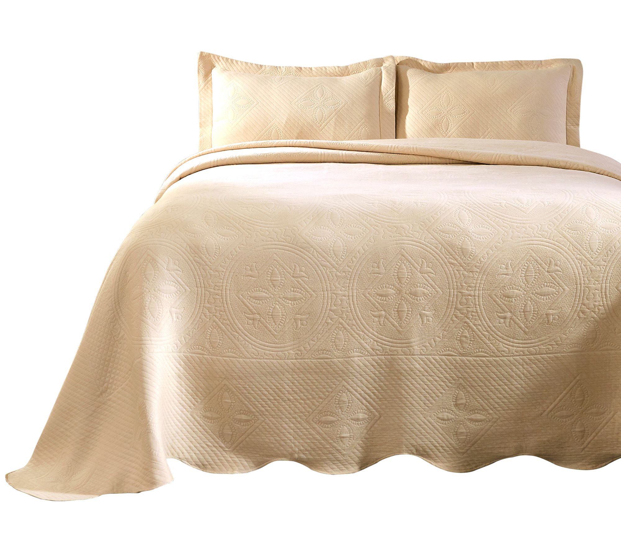 Superior 3-Piece Jacquard Patterned Cotton KingBedspread Set