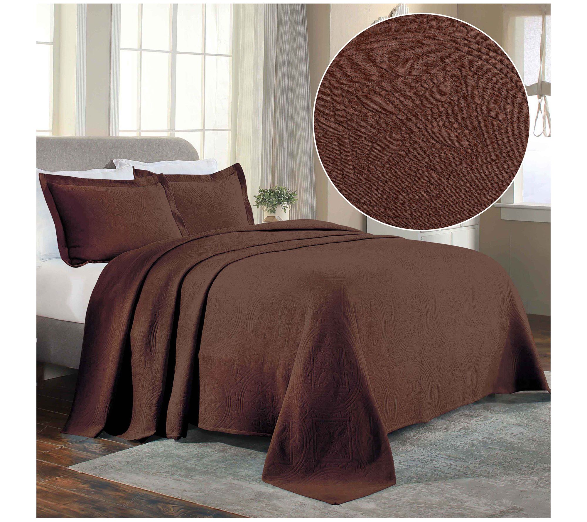 Superior 3-Piece Jacquard Patterned Cotton KingBedspread Set