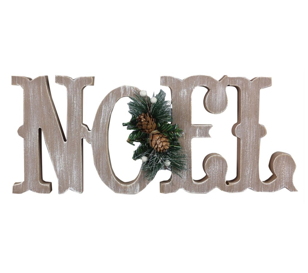 Young's Wood Table Top Christmas Word Sign, set of 2