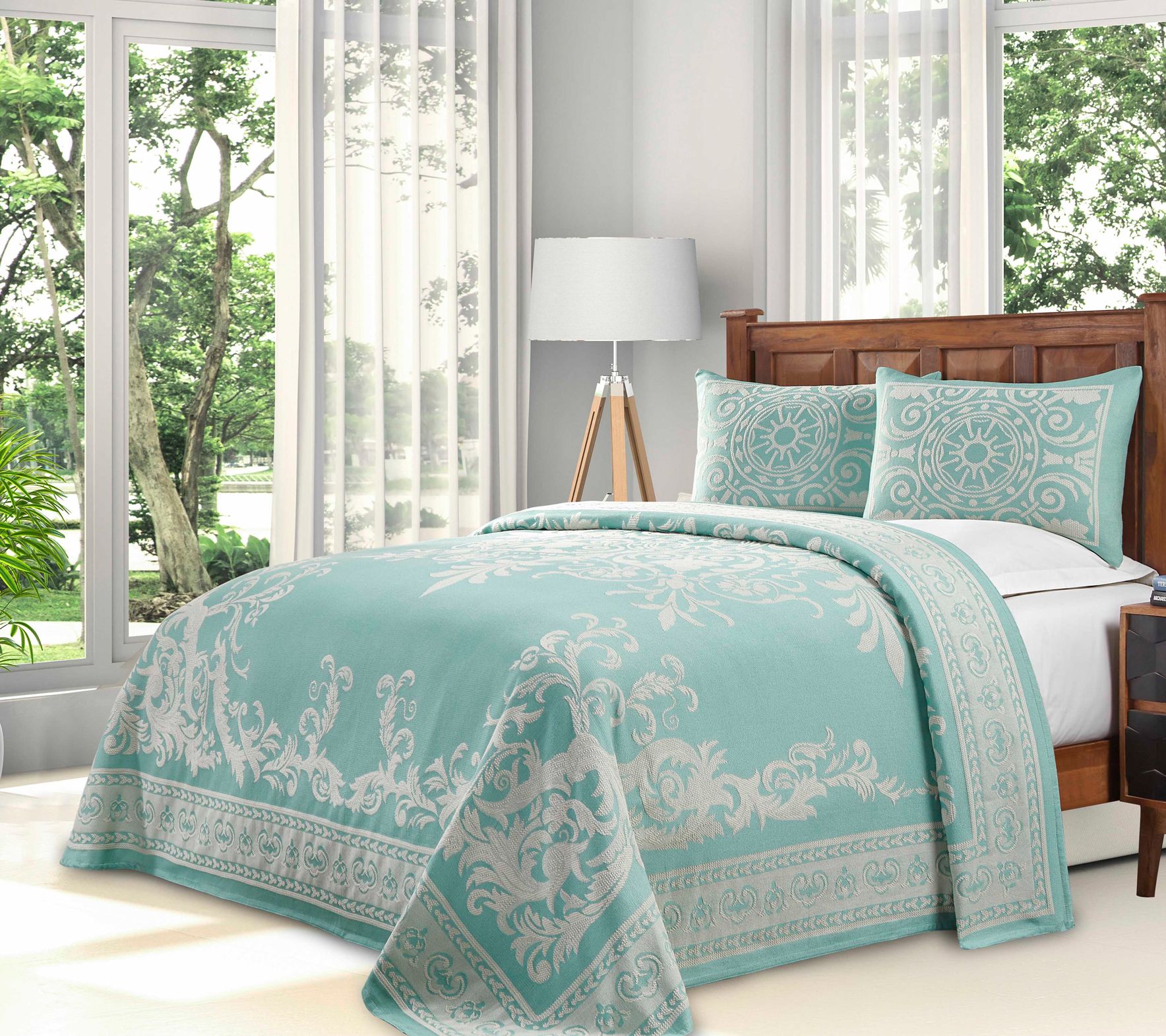Superior Cotton Blend Oversized Bedspread and Sham Set, King