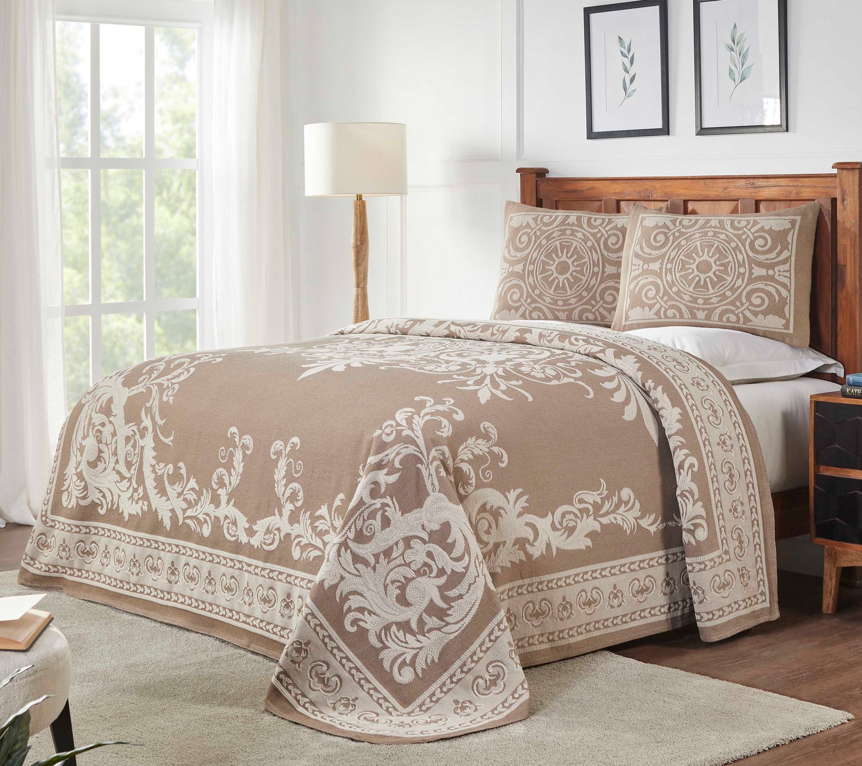 Superior Cotton Blend Oversized Bedspread and Sham Set, King