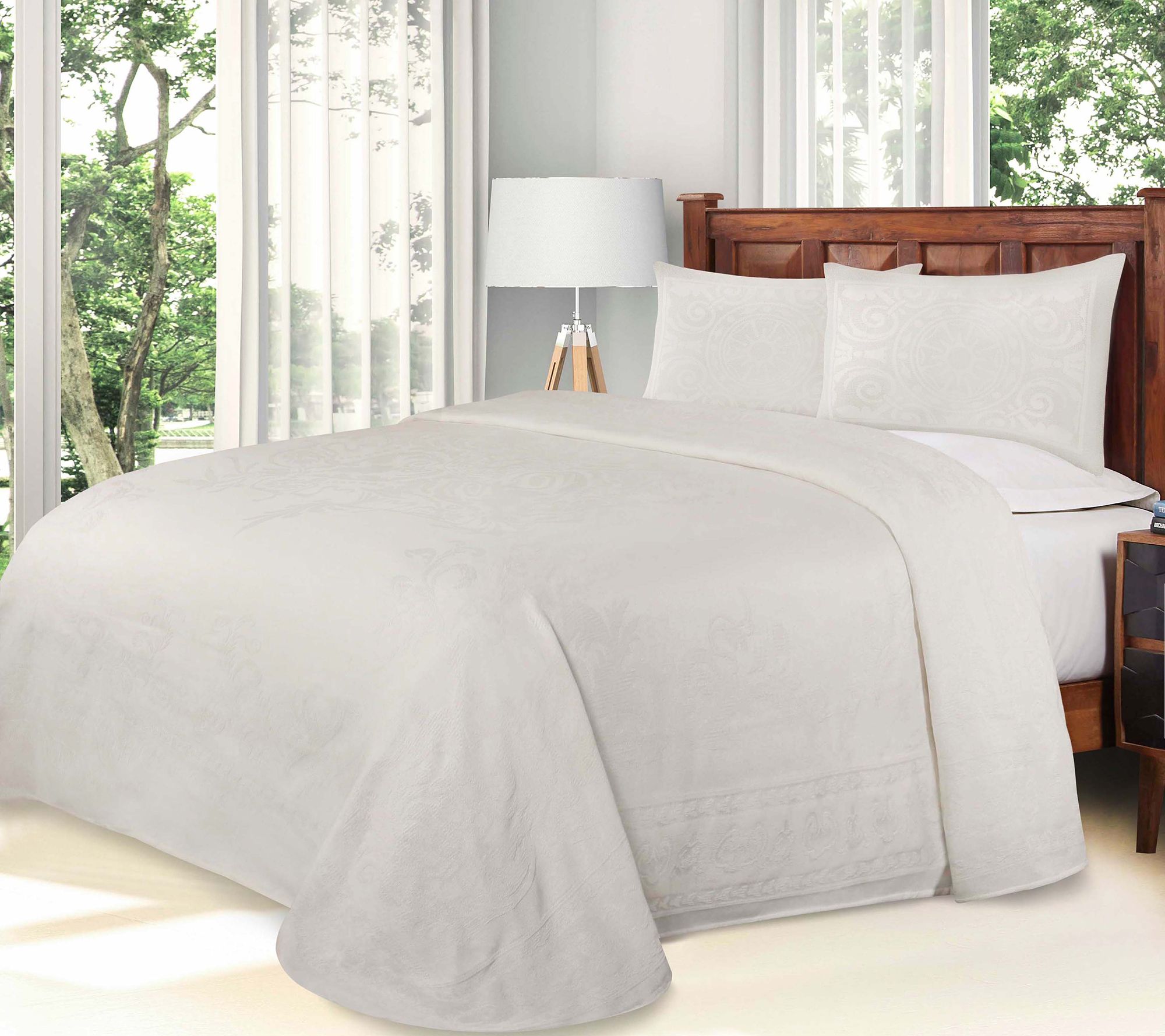 Superior Cotton Blend Oversized Bedspread and Sham Set, King