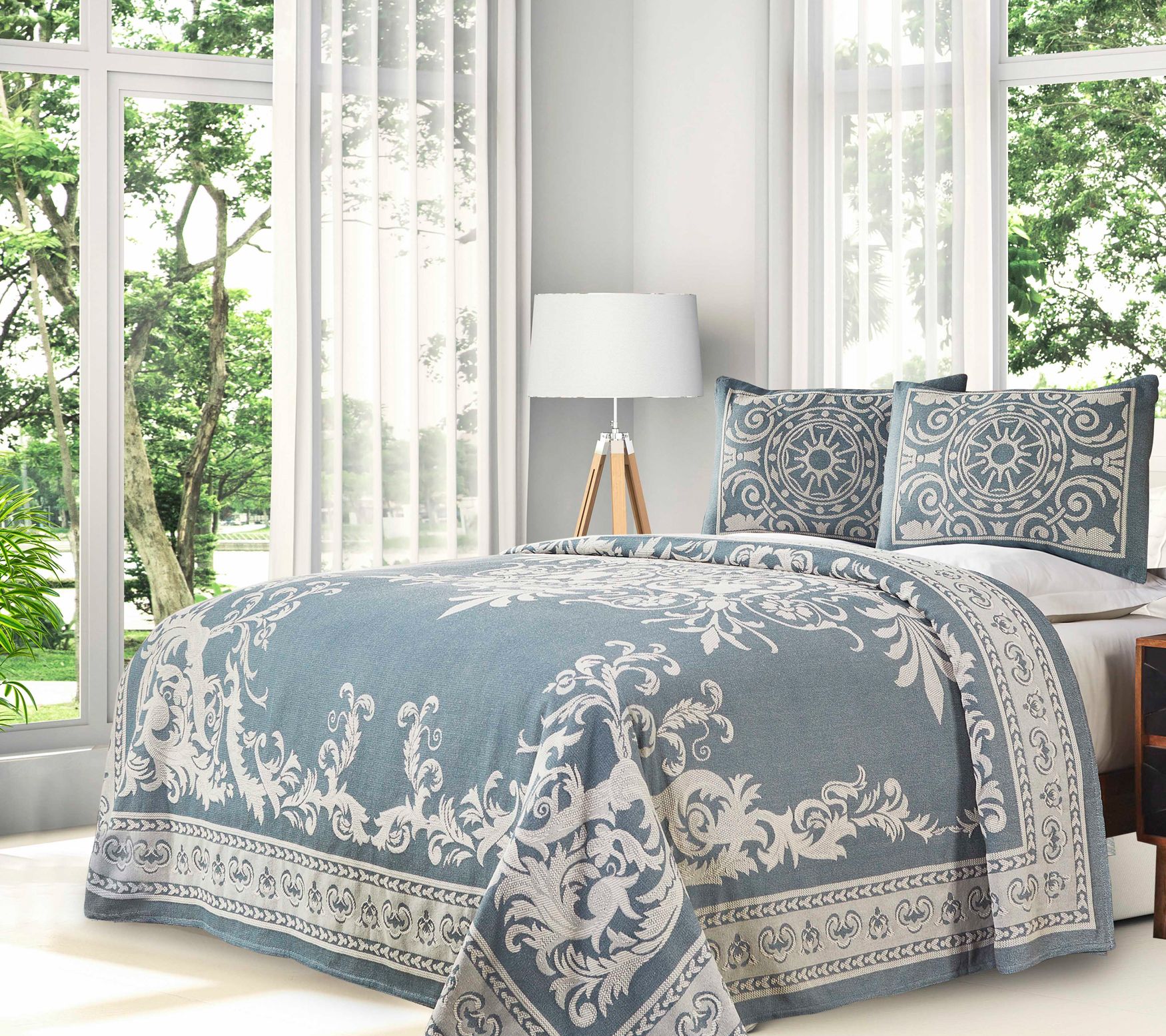 Superior Cotton Blend Oversized Bedspread and Sham Set, King