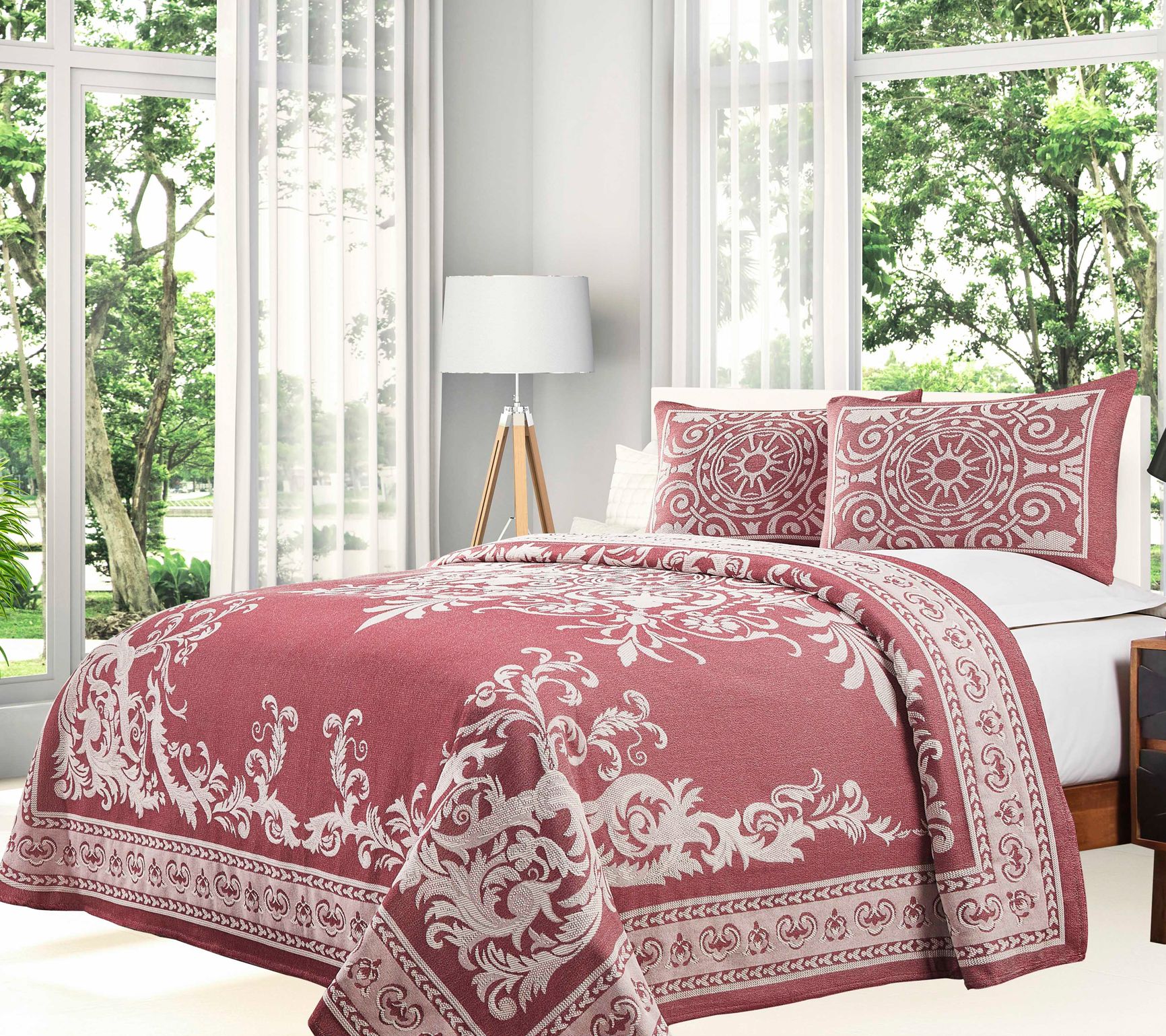 Superior Cotton Blend Oversized Bedspread and Sham Set, King
