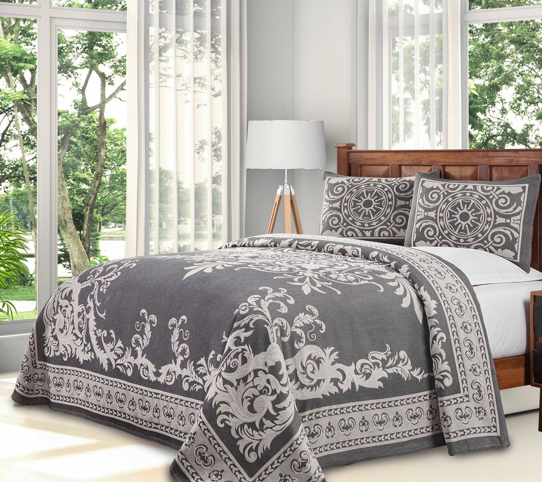 Superior Cotton Blend Oversized Bedspread and Sham Set, King