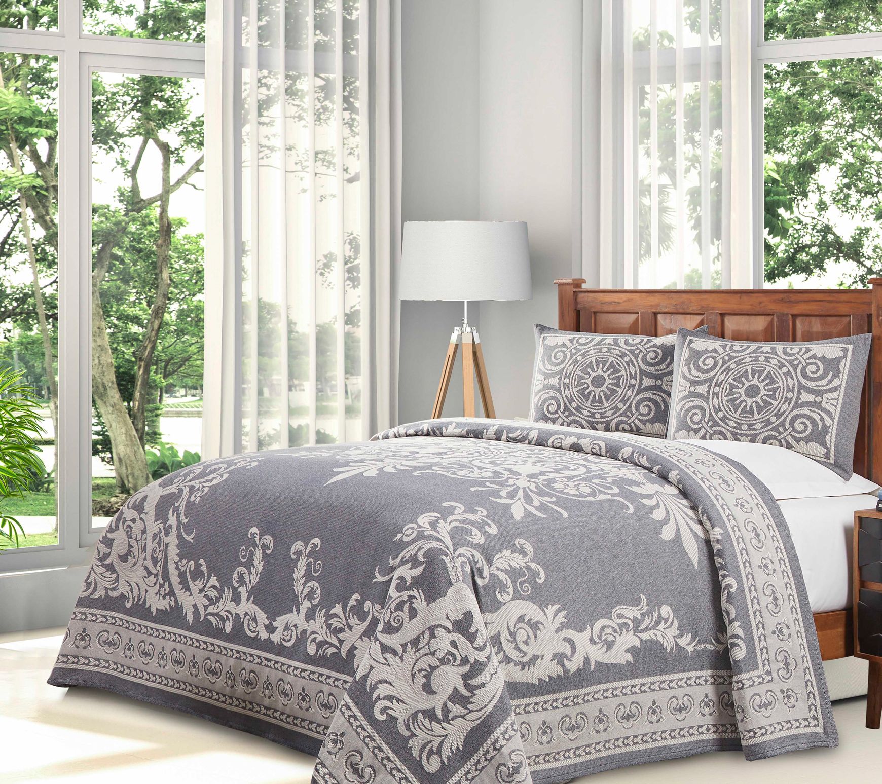 Superior Cotton Blend Oversized Bedspread and Sham Set, King