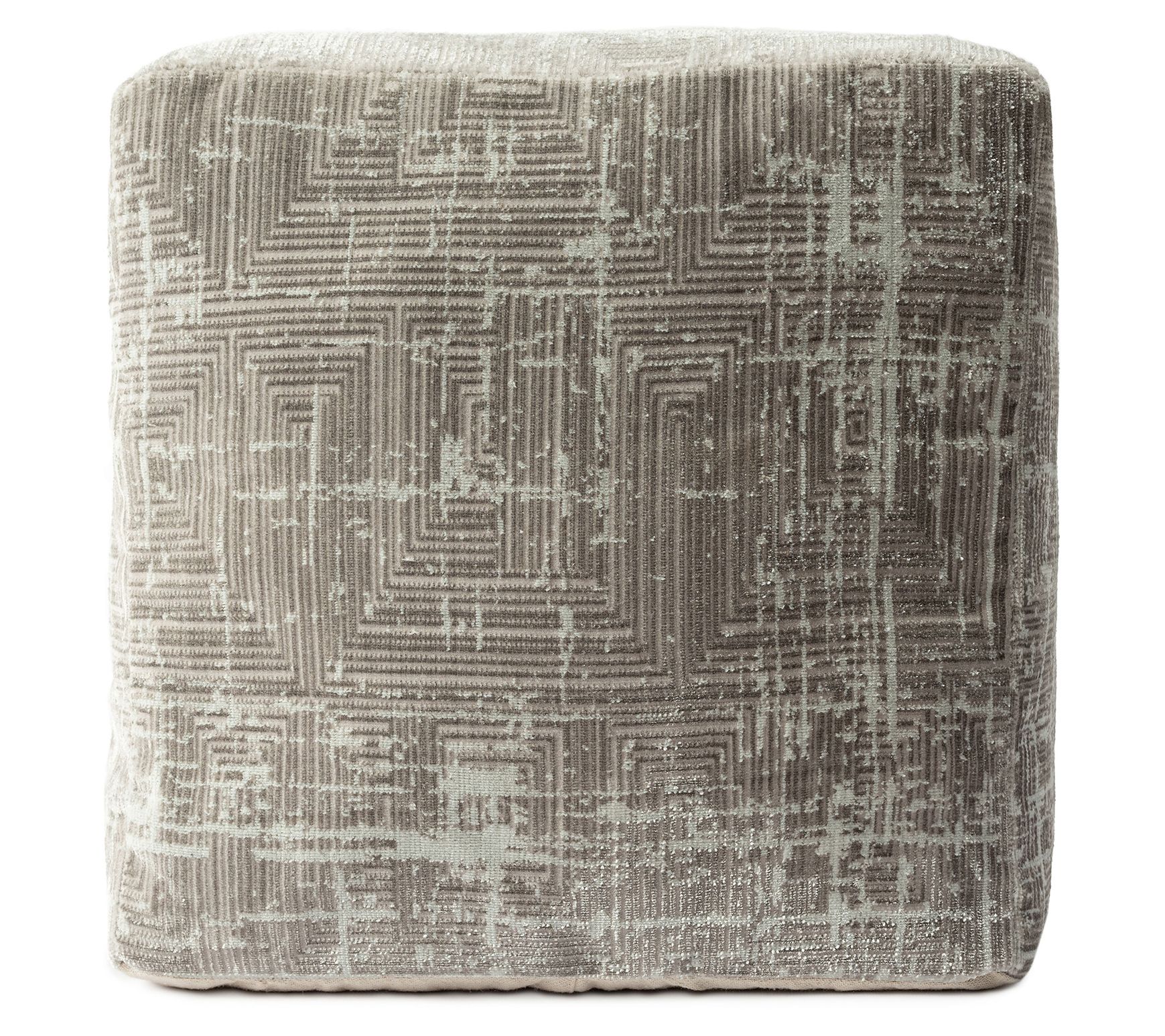 Ox Bay Lian Transitional Distressed Geometric U ltra-Soft Pouf