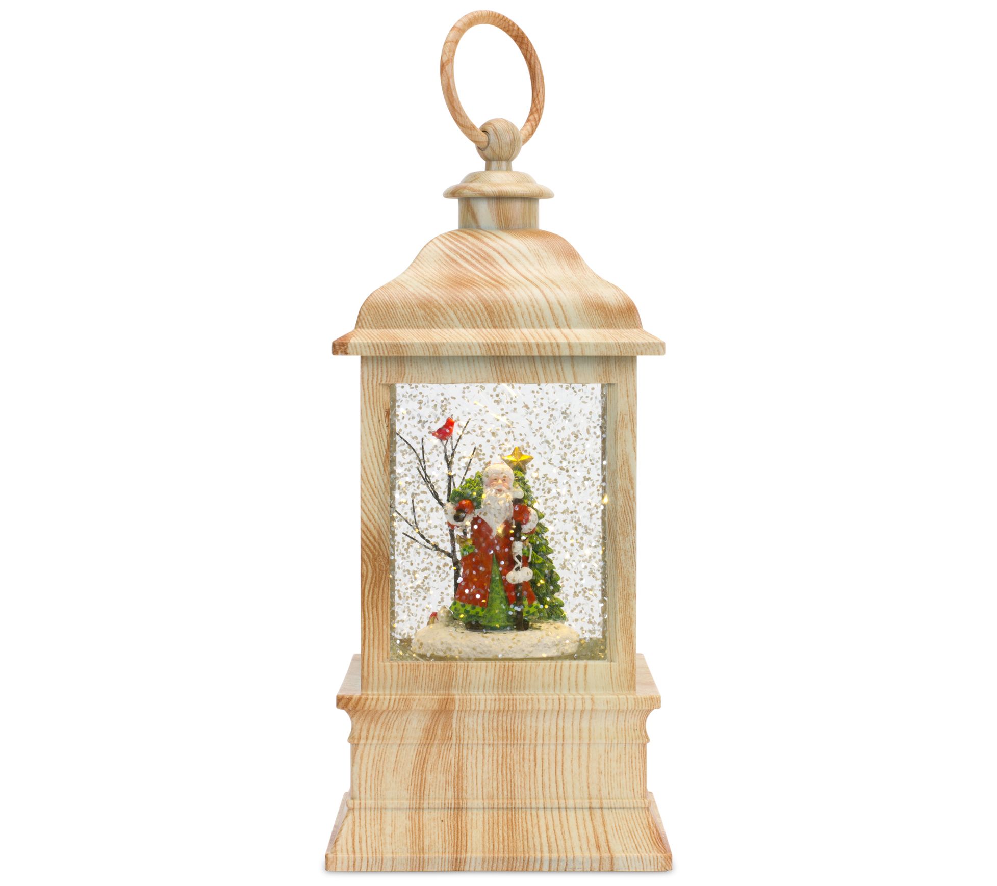 Melrose LED Snow Globe Lantern w/ Santa Wood Grin Design 9