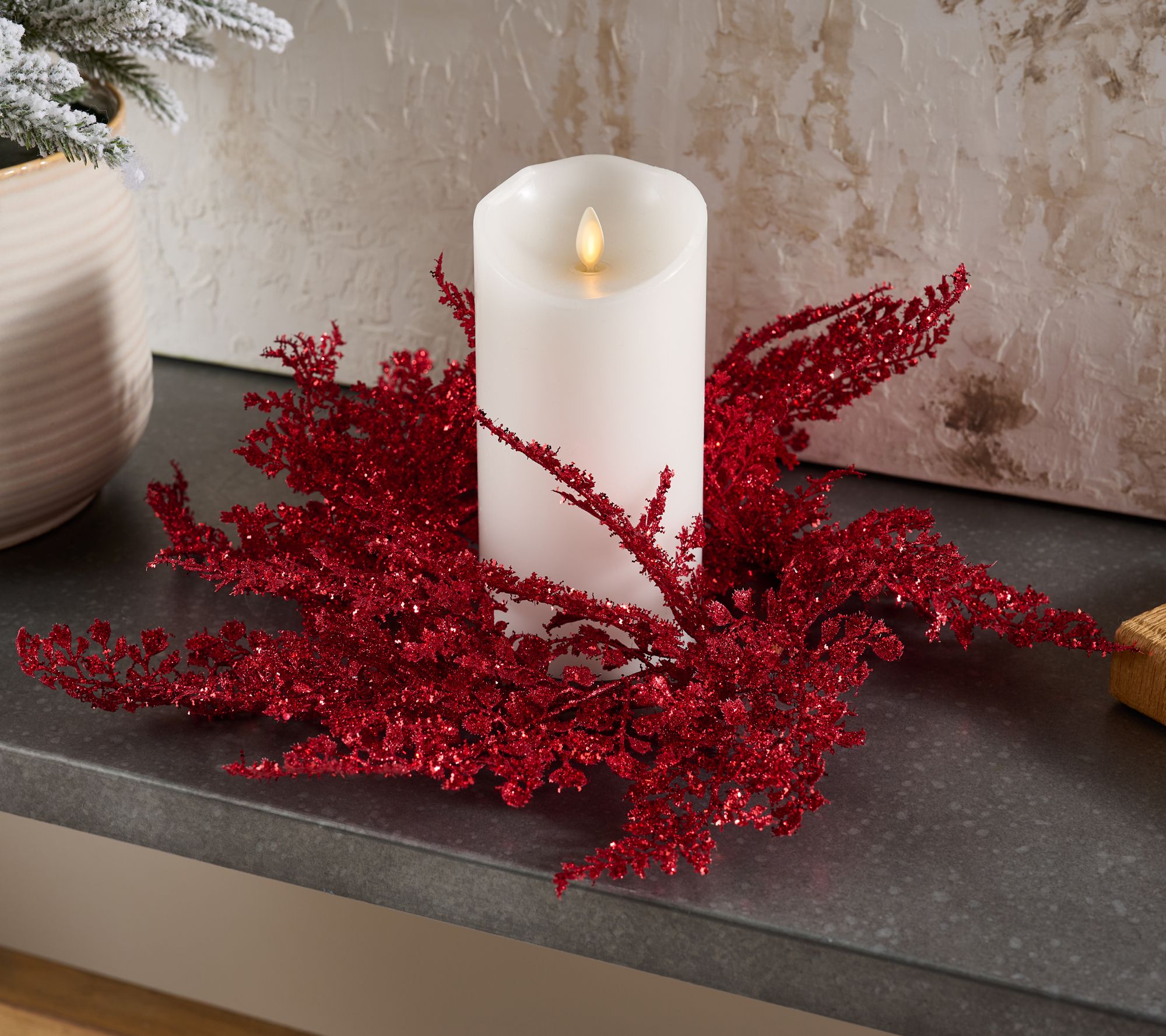 Glistening Maiden Hair Fern Candle Ring by Valerie