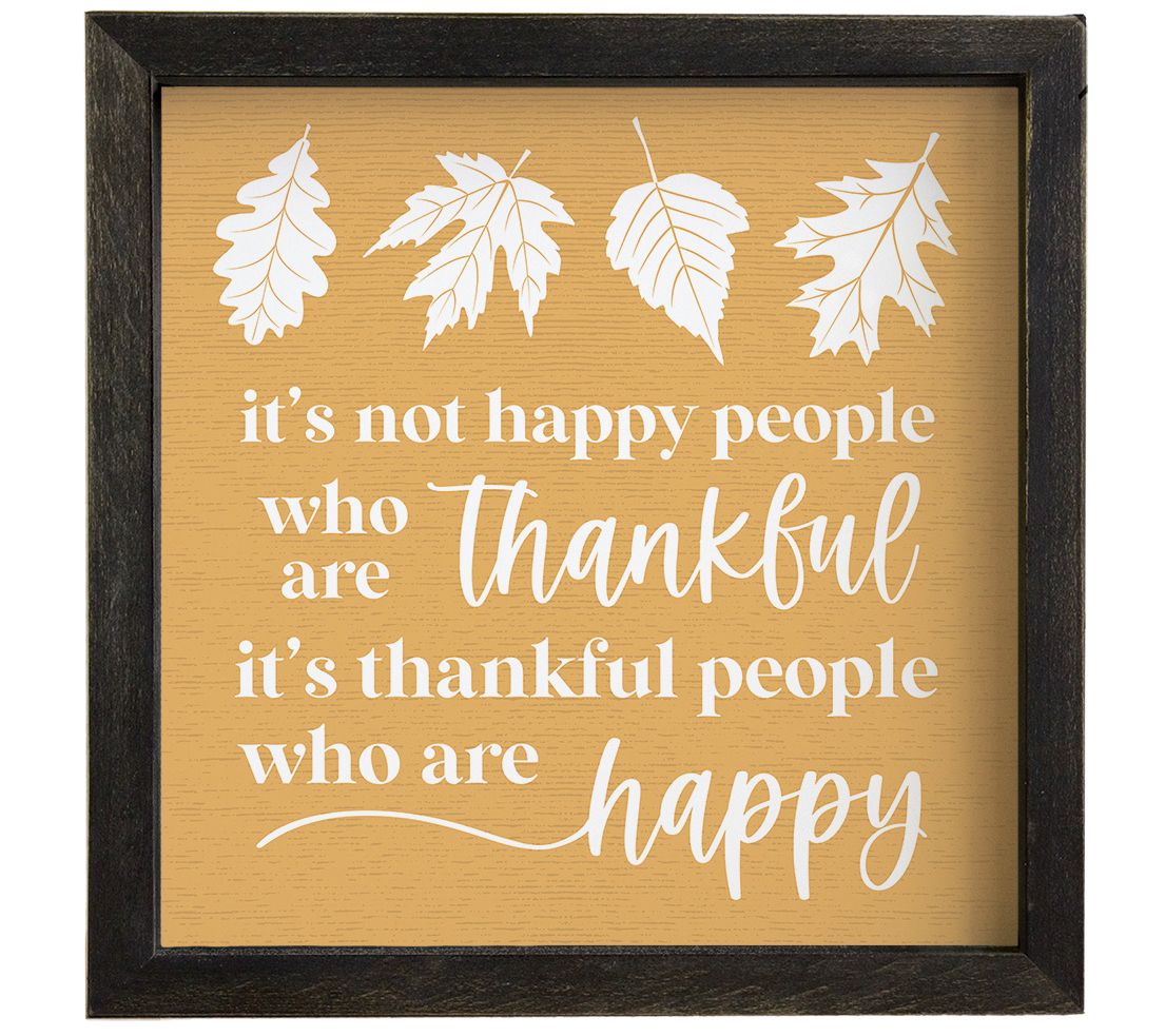 Sincere Surroundings 10" Thankful Happy Gold Rustic Framed Art