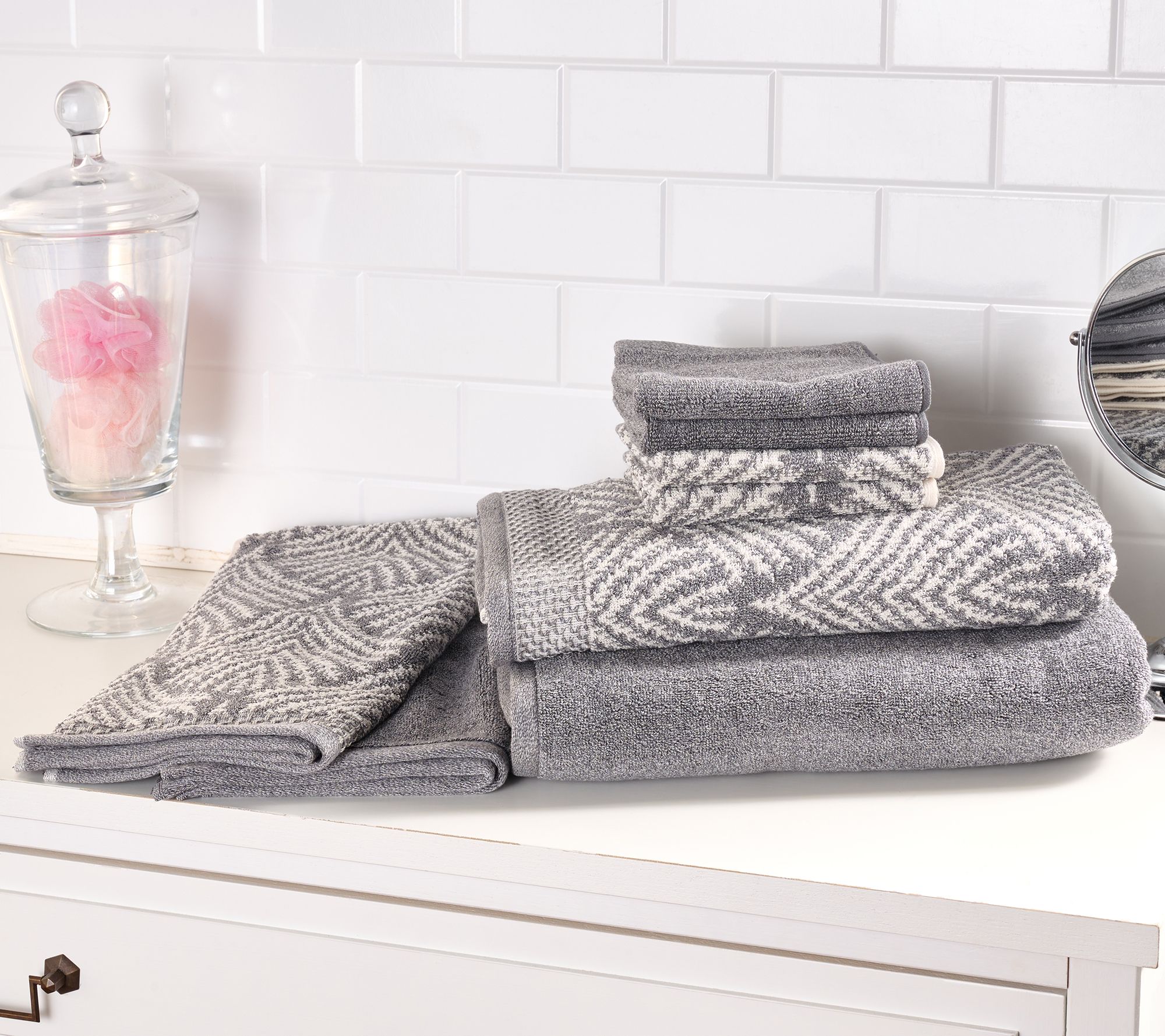 Home Reflections 8-pc Jacquard & Solid Towel Set