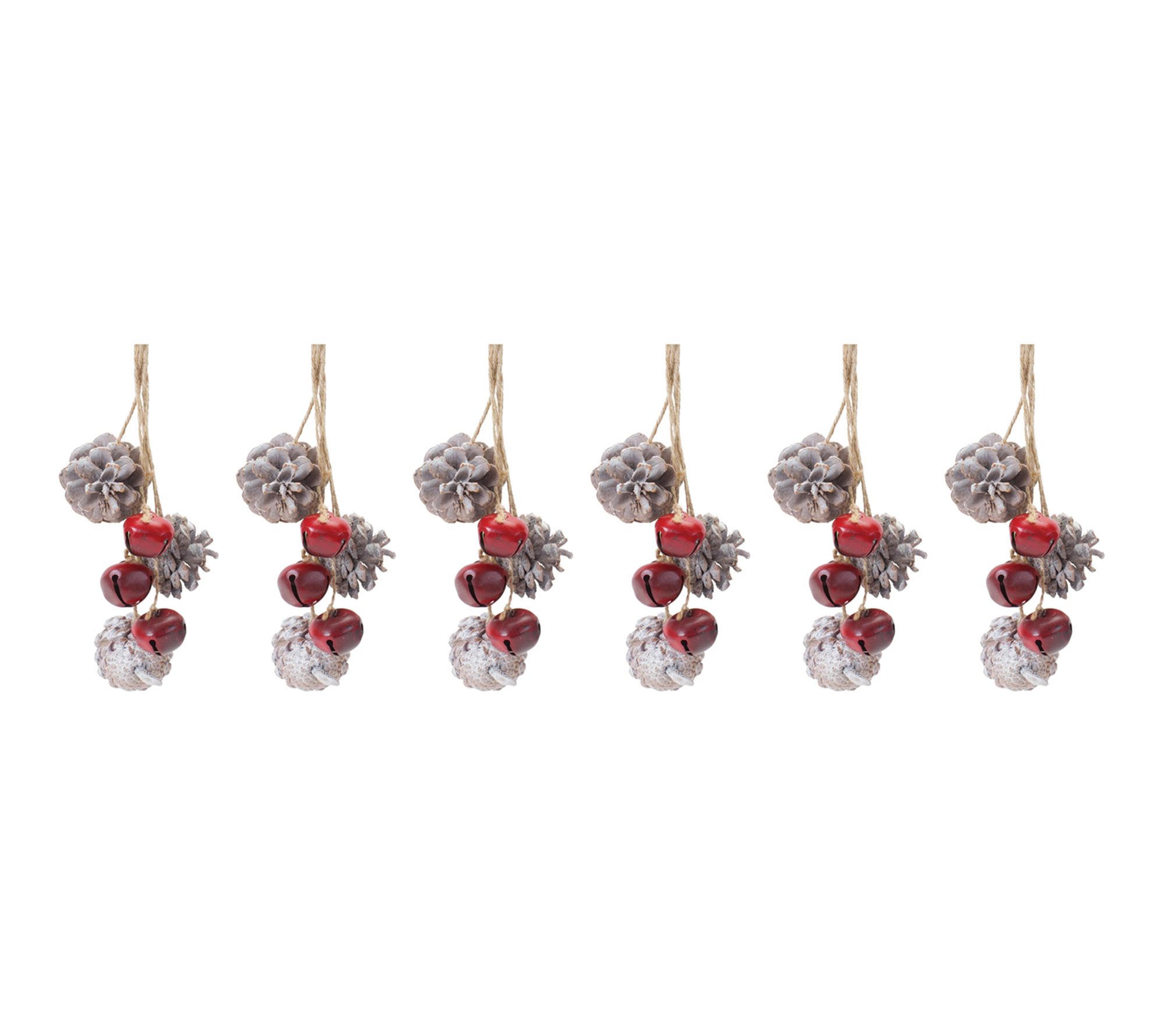 Melrose Bell and Pinecone Drop Ornament (Set of  6)