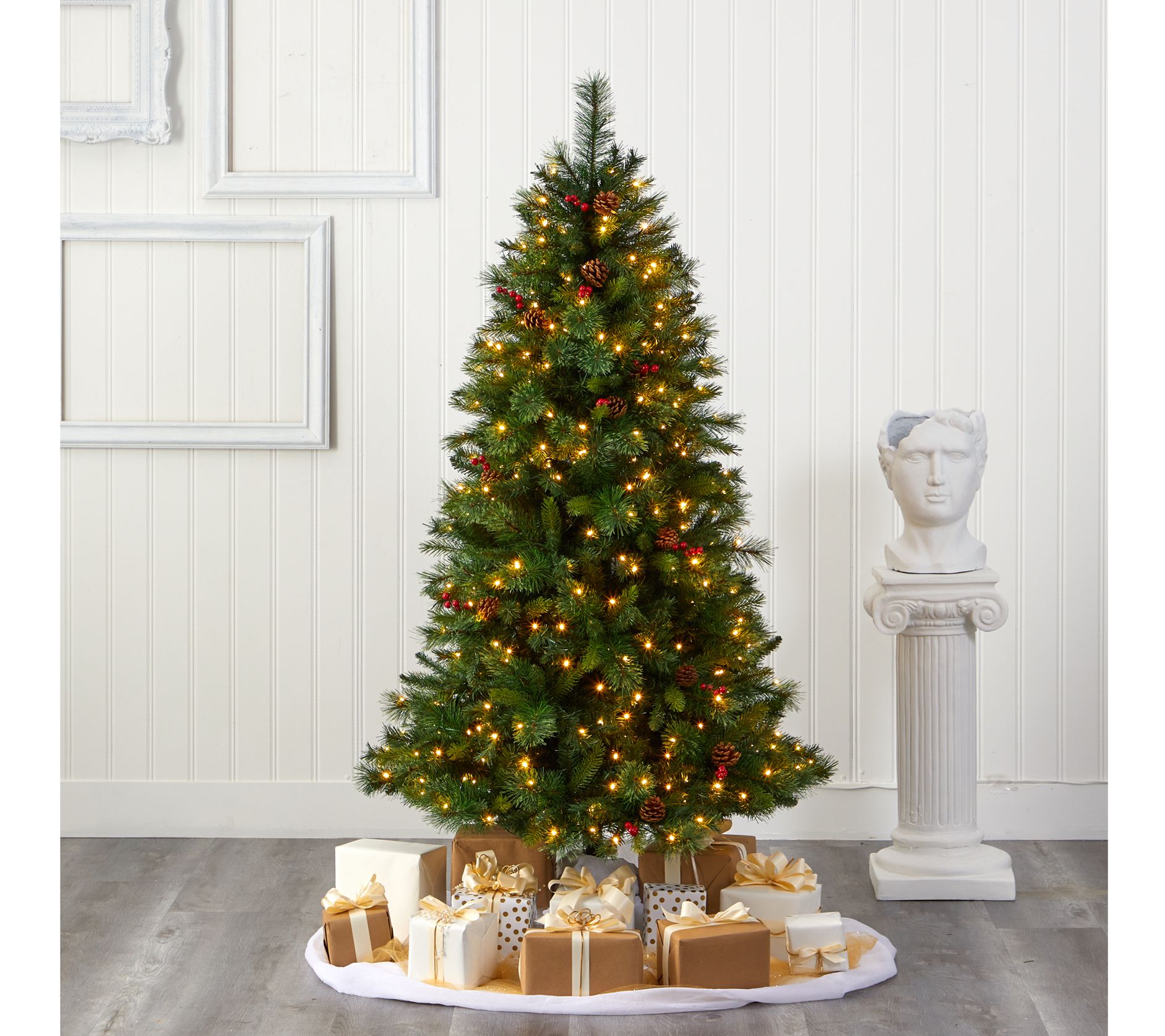 Nearly Natural 6' Spruce Faux Christmas Tree w/ Lights - QVC.com