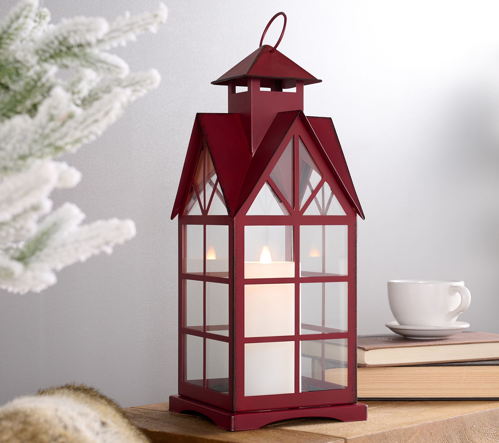 "As Is" Indoor/ Outdoor 15.5" Cathedral Metal Lantern with Candlelight