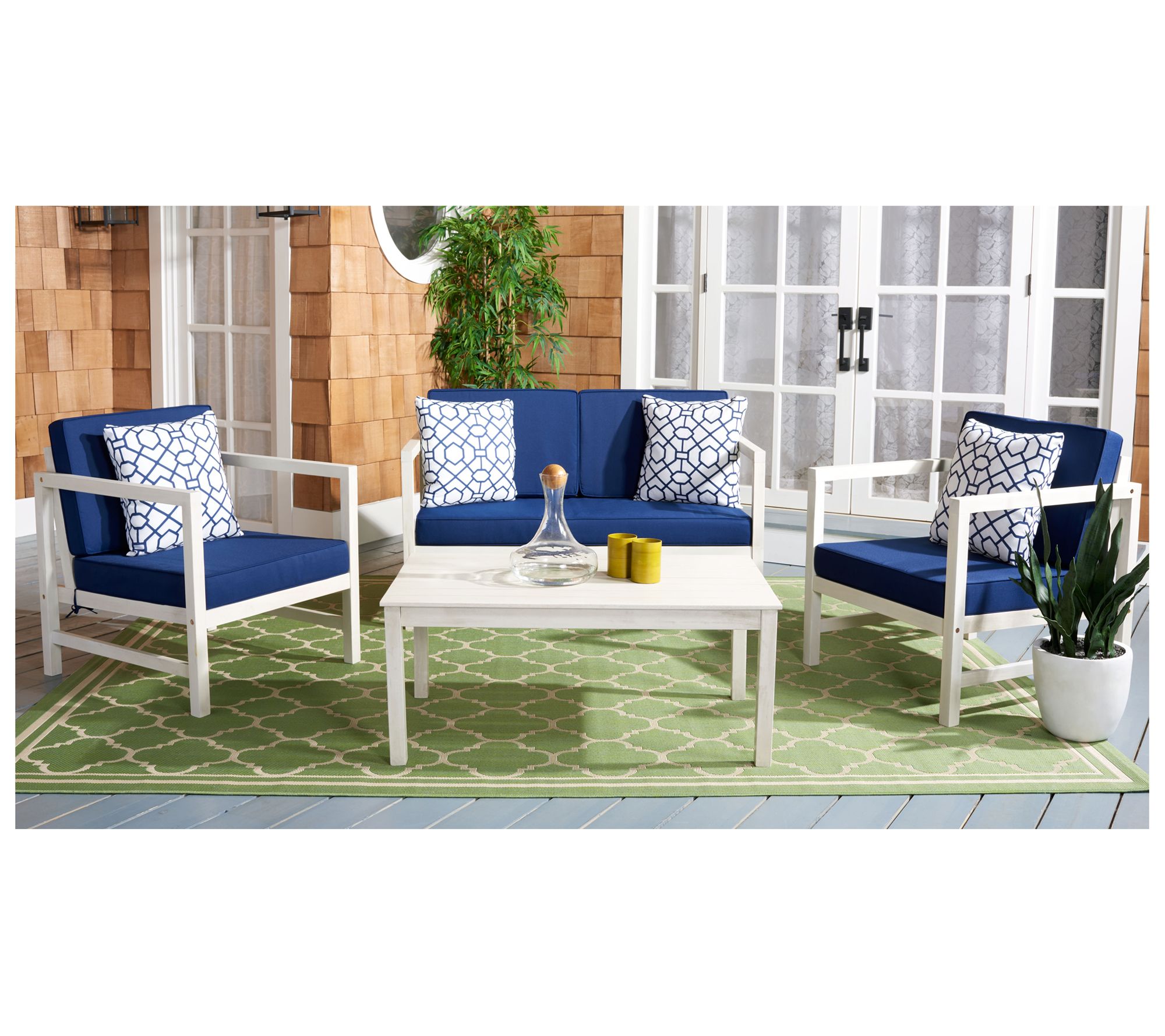 Safavieh Montez 4 Piece Outdoor Set With AccentPillows