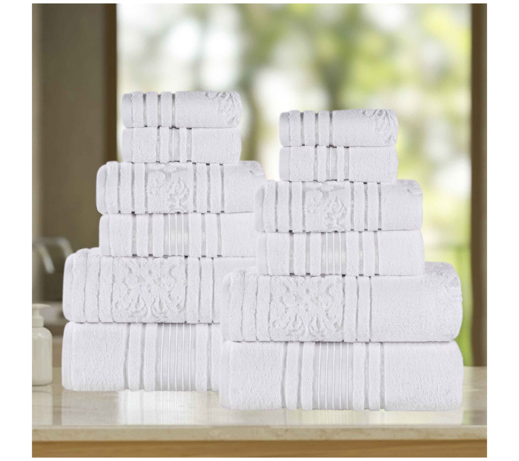 Superior 12pc Sadie Zero Twist Cotton AbsorbentTowel Set