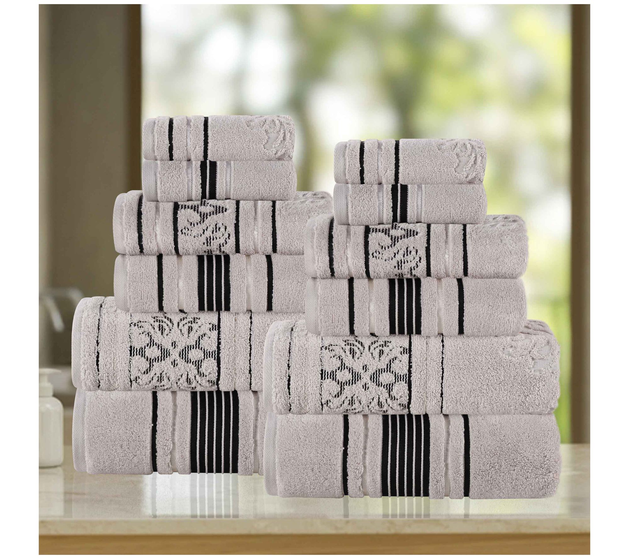 Superior 12pc Sadie Zero Twist Cotton AbsorbentTowel Set