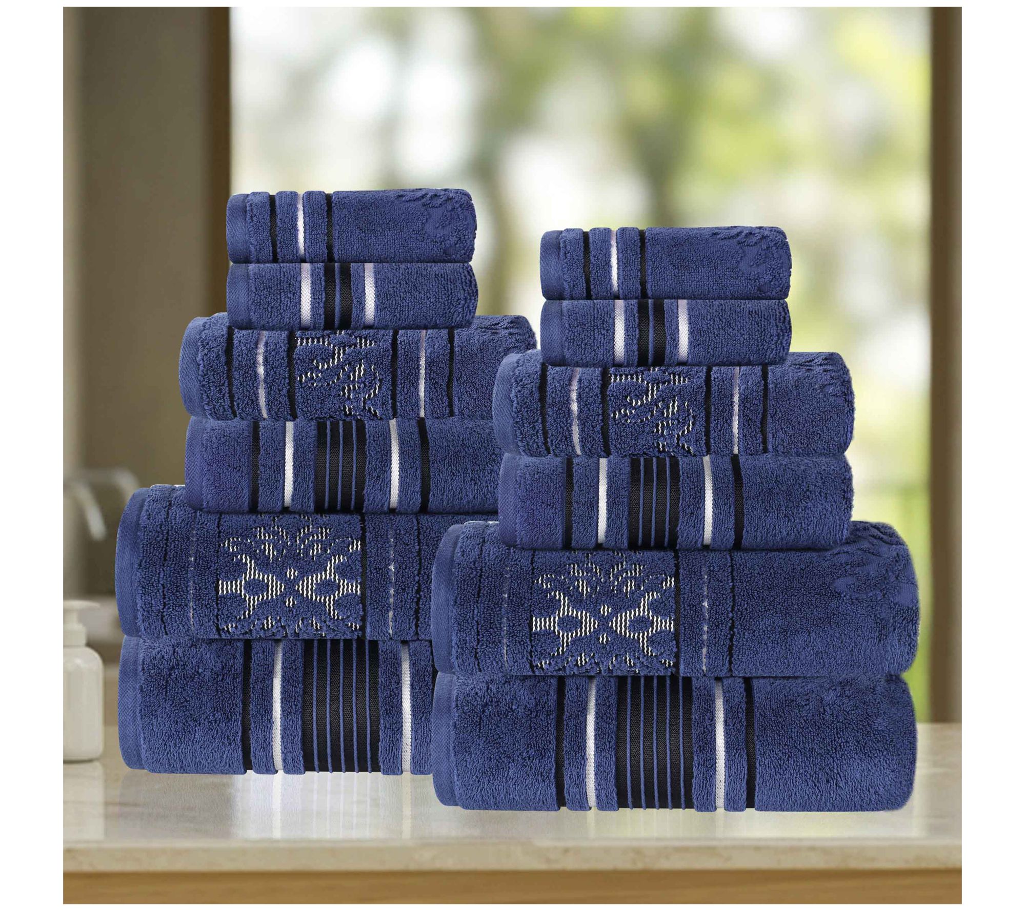 Superior 12pc Sadie Zero Twist Cotton AbsorbentTowel Set