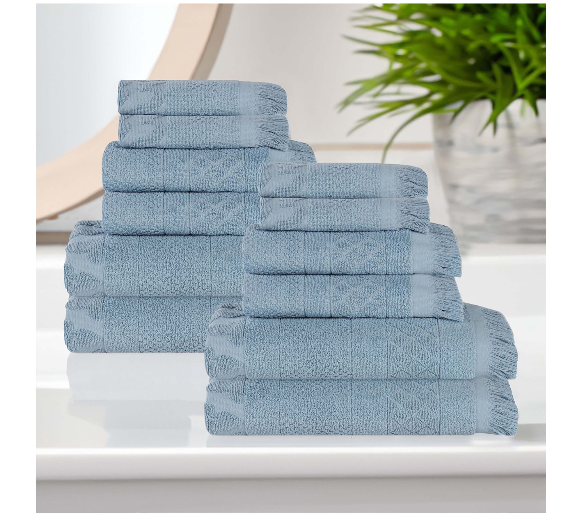 Superior Rolla Cotton Geometric Jacquard 12 Piece Towel Set