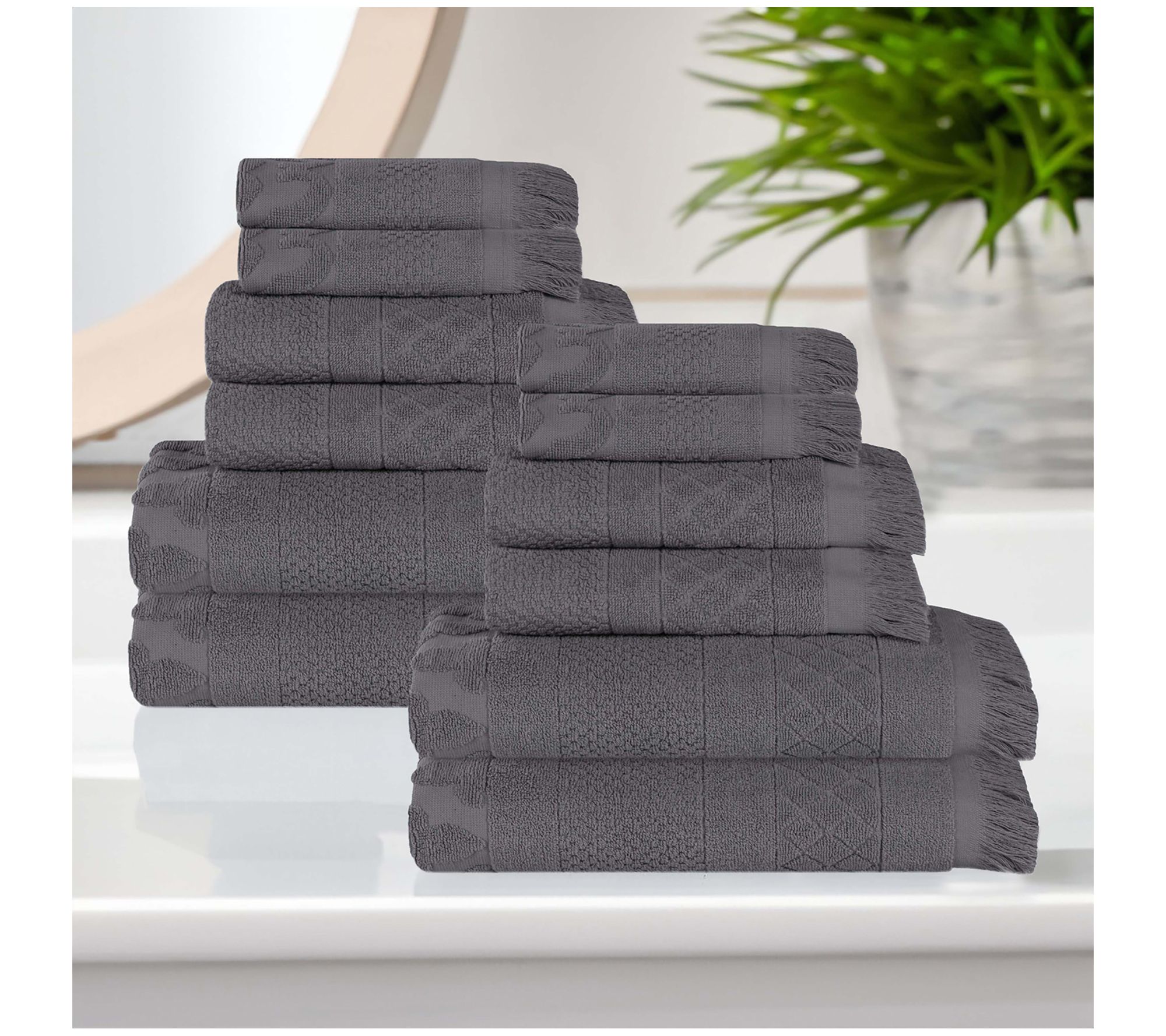 Superior Rolla Cotton Geometric Jacquard 12 Piece Towel Set