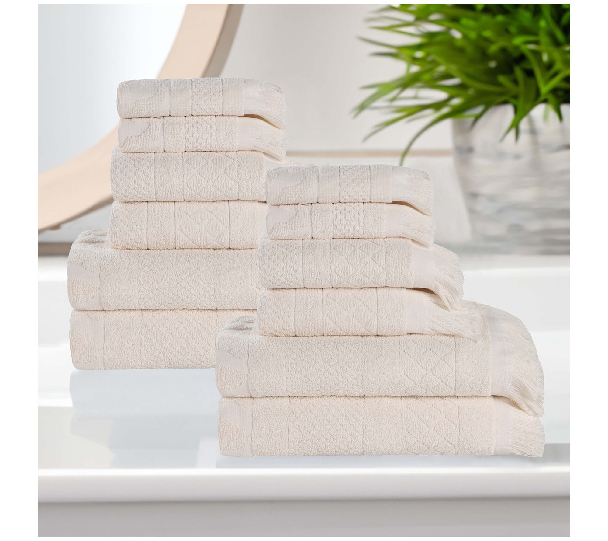 Superior Rolla Cotton Geometric Jacquard 12 Piece Towel Set