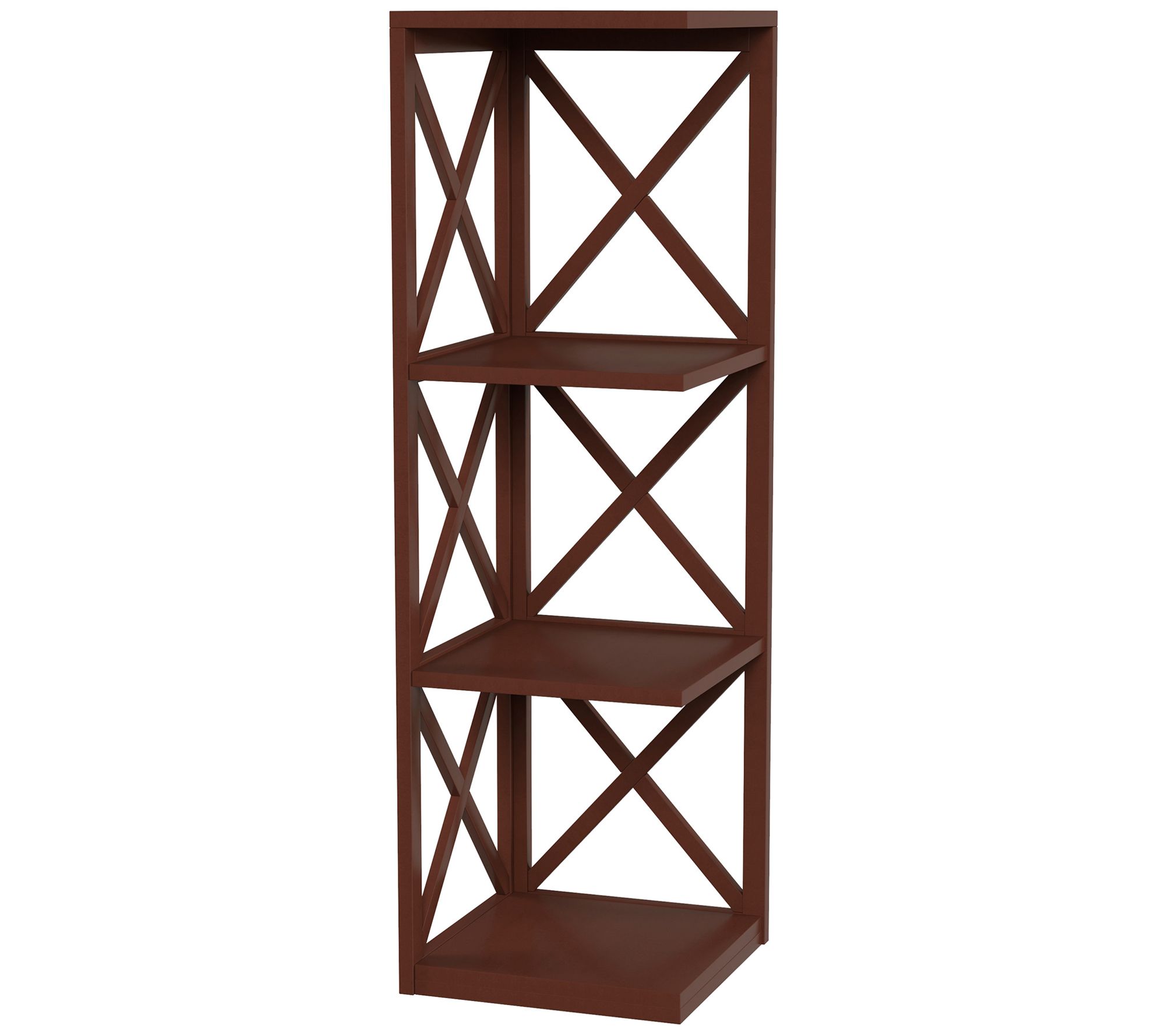 Lavish Home 4-Shelf Corner Bookcase Open Criss-Cross Style