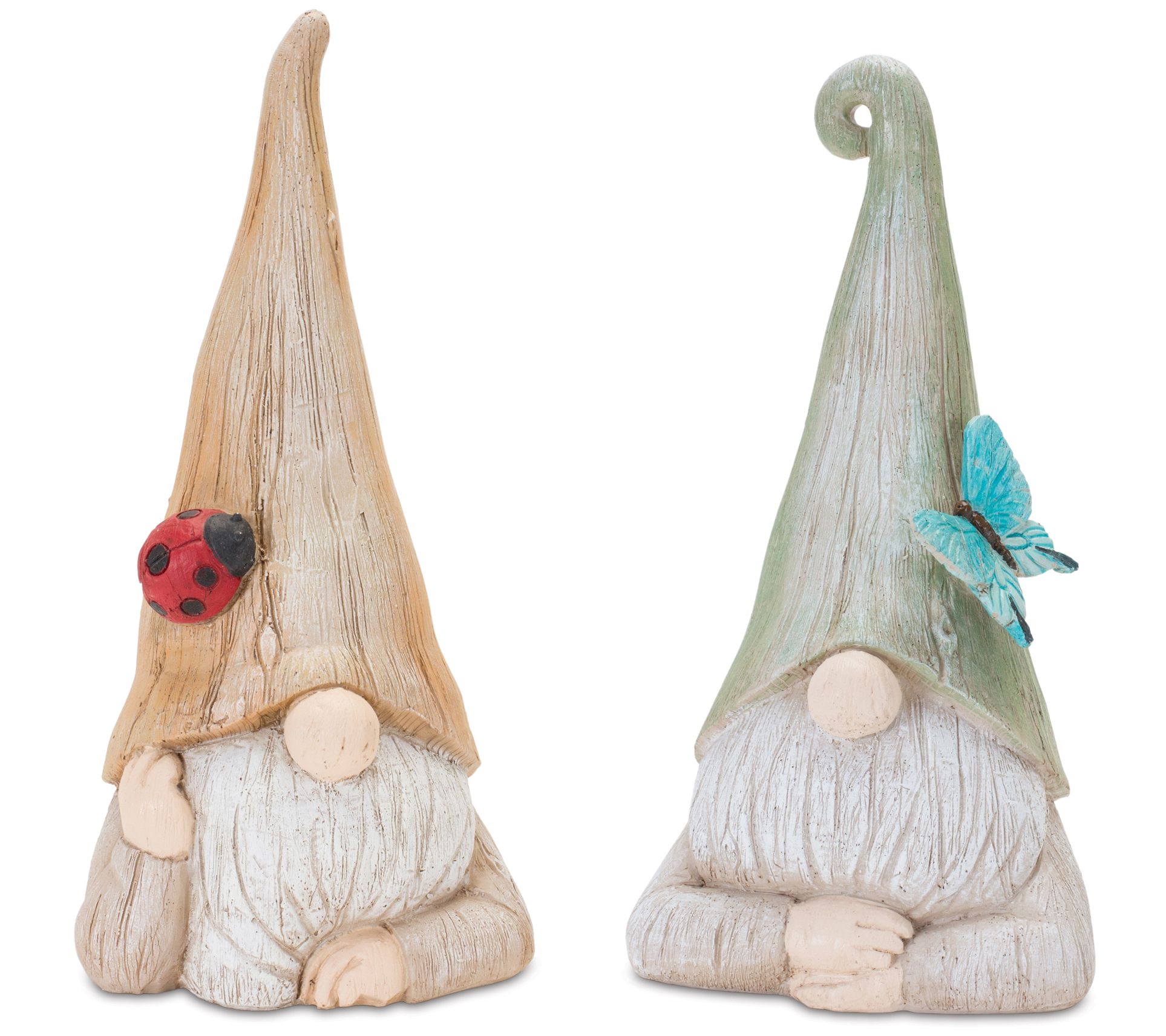 Melrose Gnome Statue with Wood Grain Design (Set of 2)