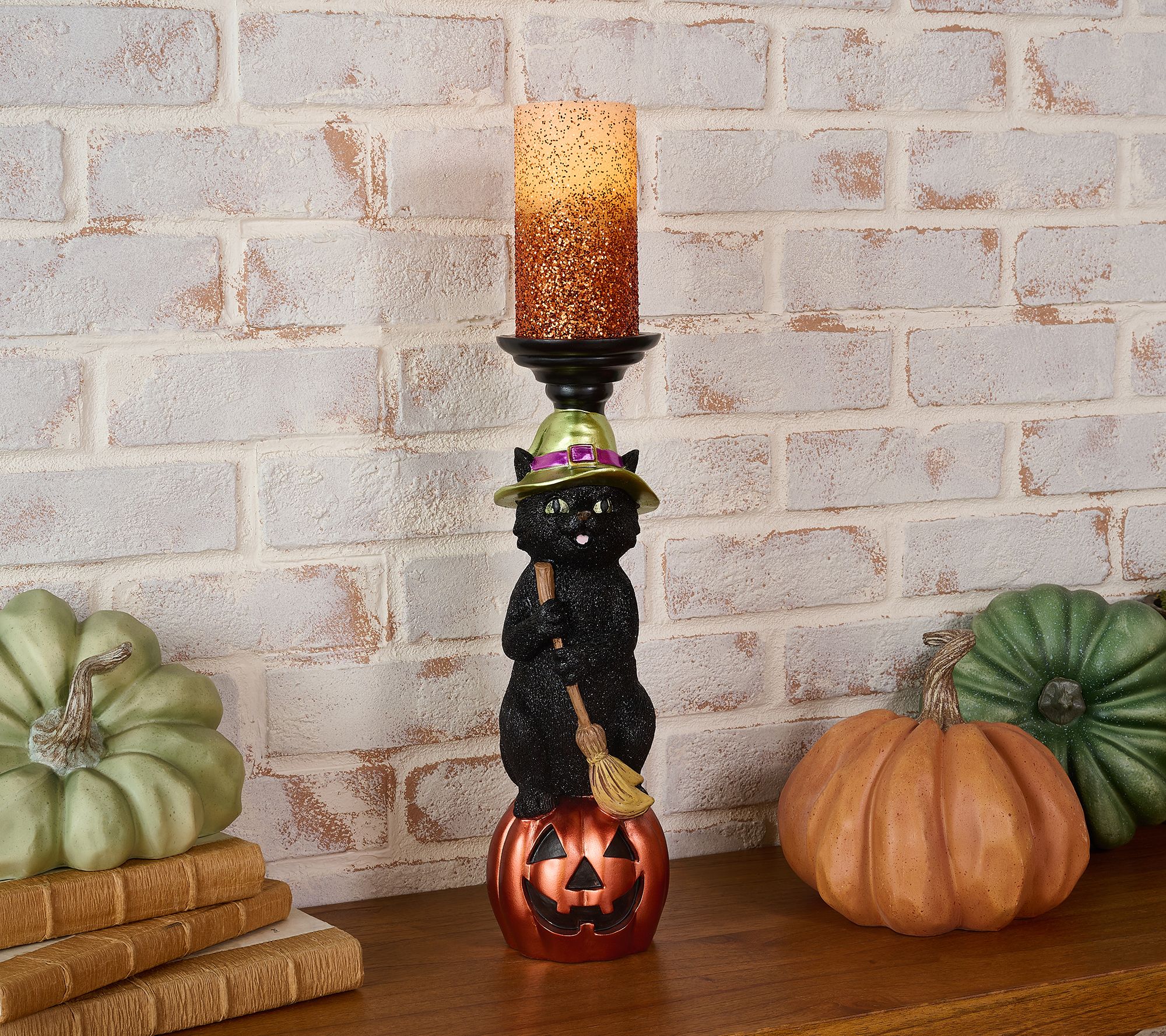 Hay & Harvest Halloween Pillar Holder Flameless Candle