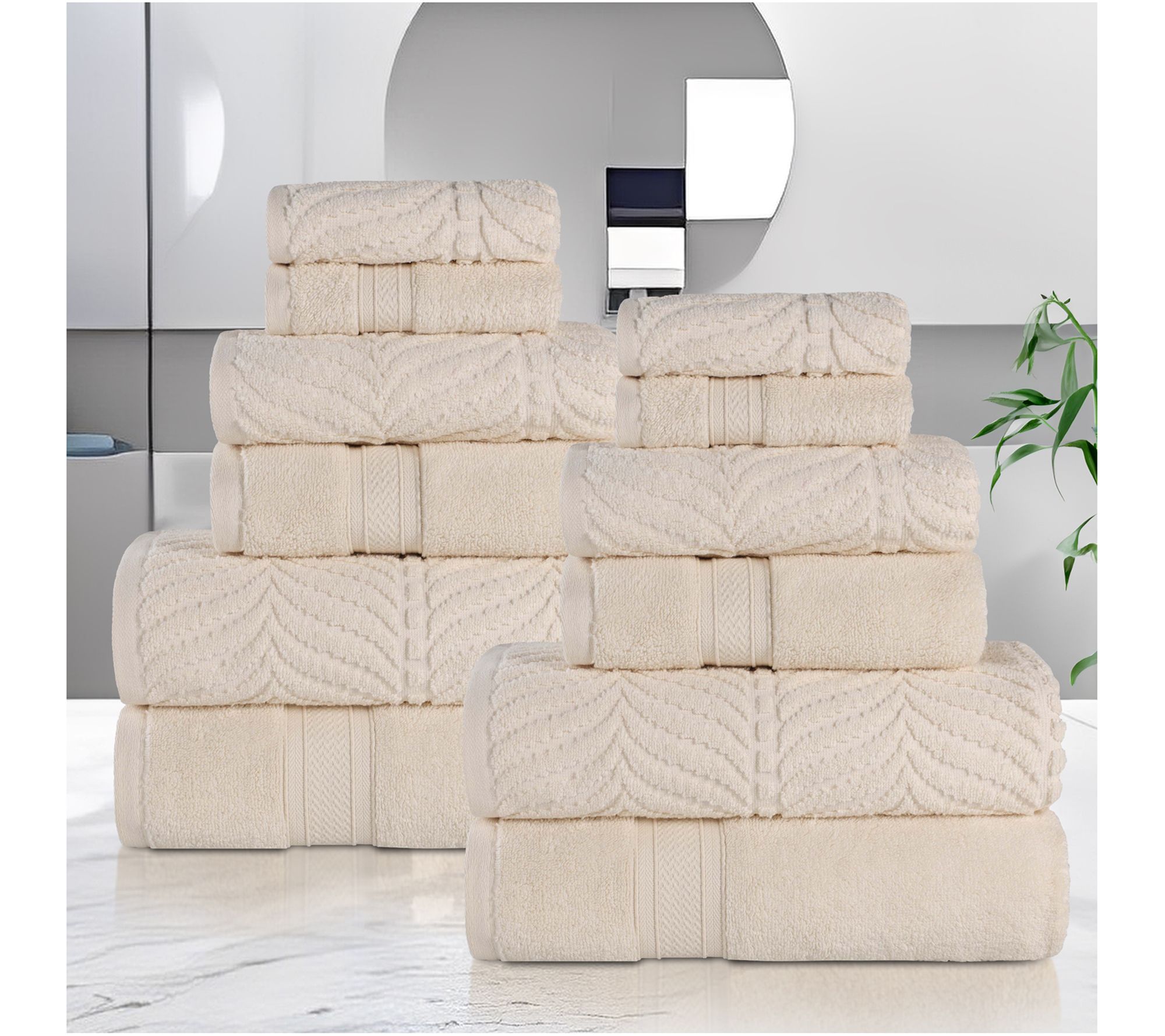 Superior Zero Twist Cotton Soft Absorbent 12 Piece Towel Set
