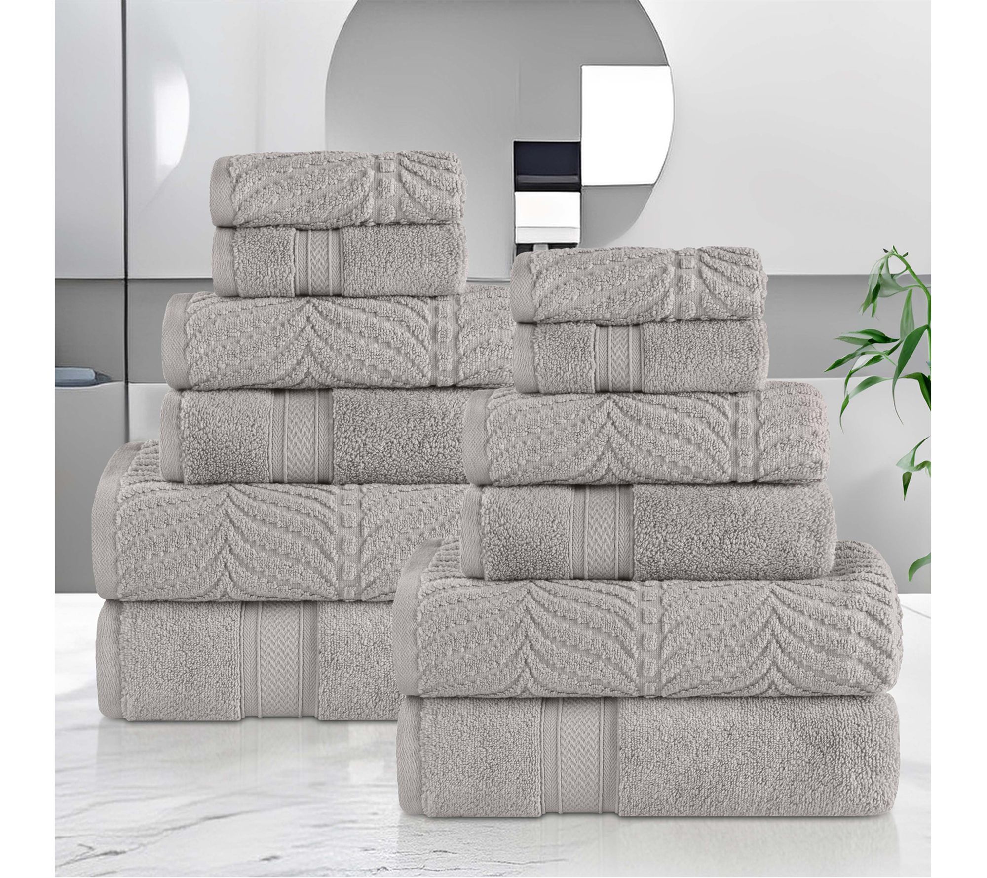 Superior Zero T wist Cotton Sof t Absorbent 12 Piece Towel Set