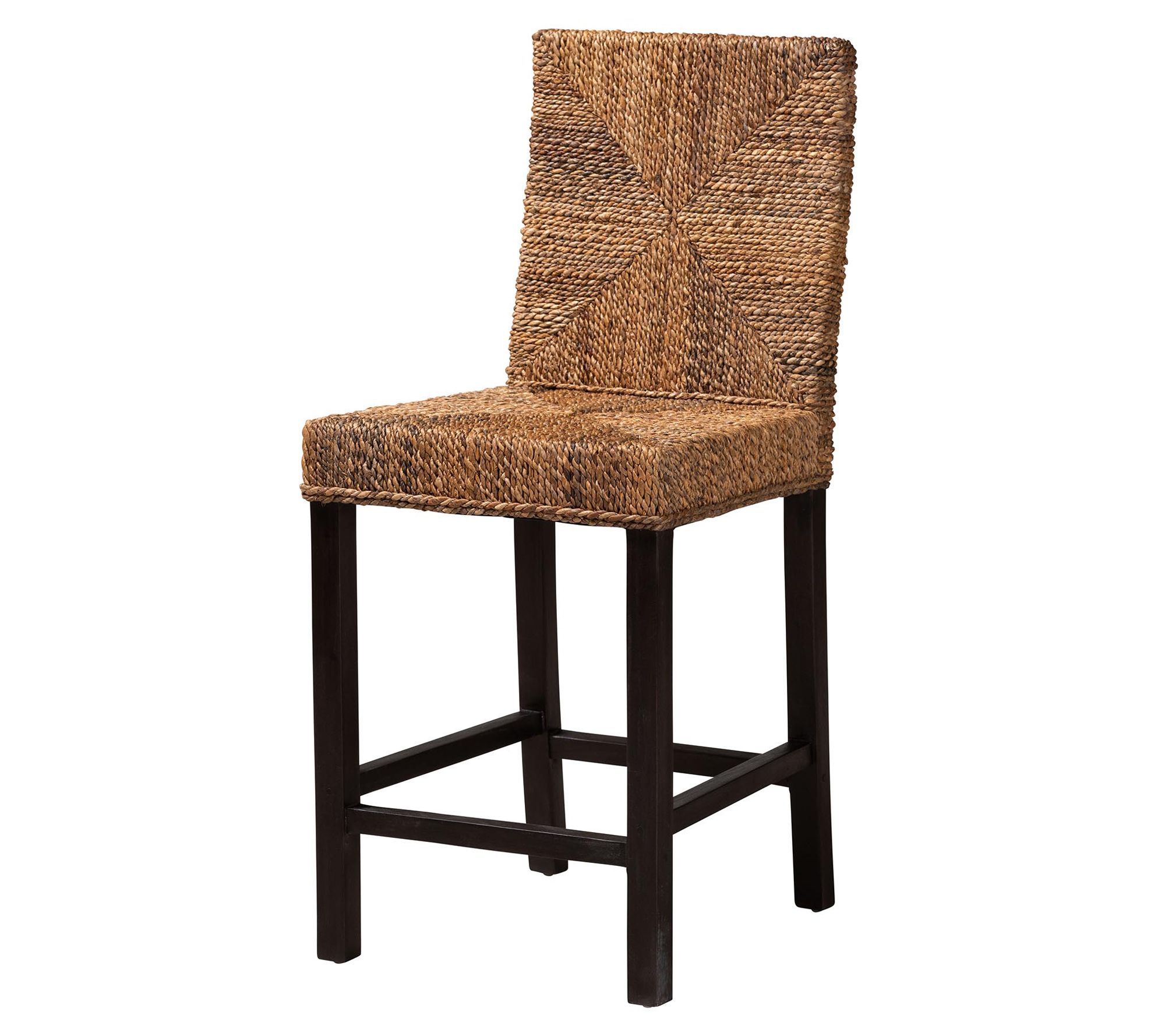 bali & pari Laymi Mahogany Wood and Seagrass Counter Stool