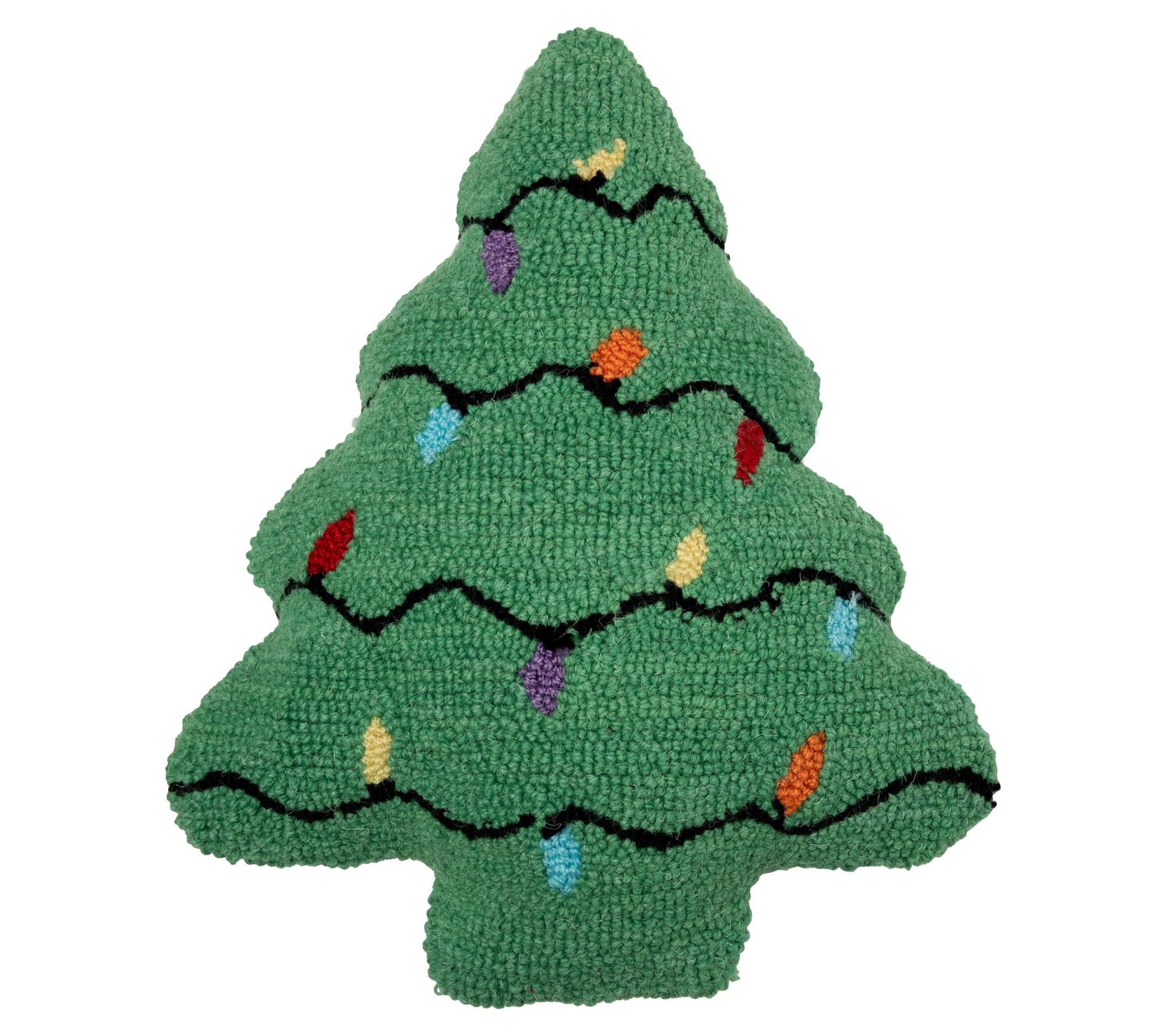 Christmas Tree Shaped Hooked Pillow by Valerie